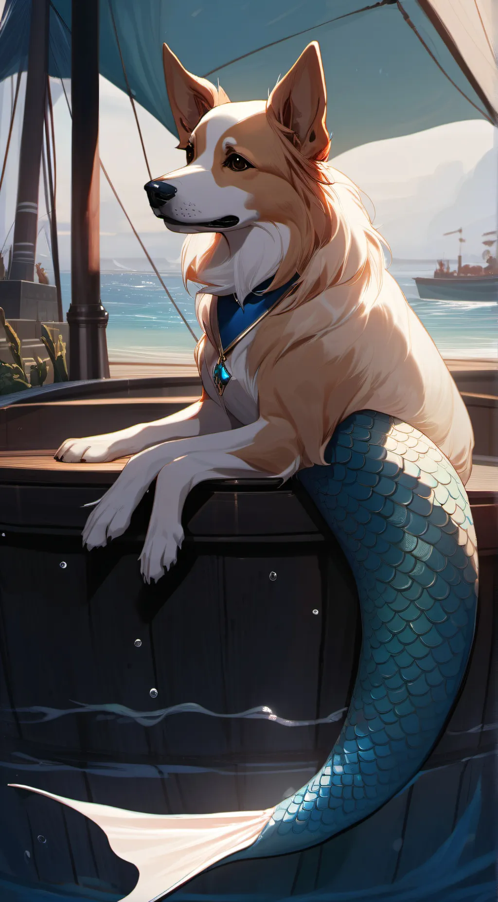 ai character: water dog background