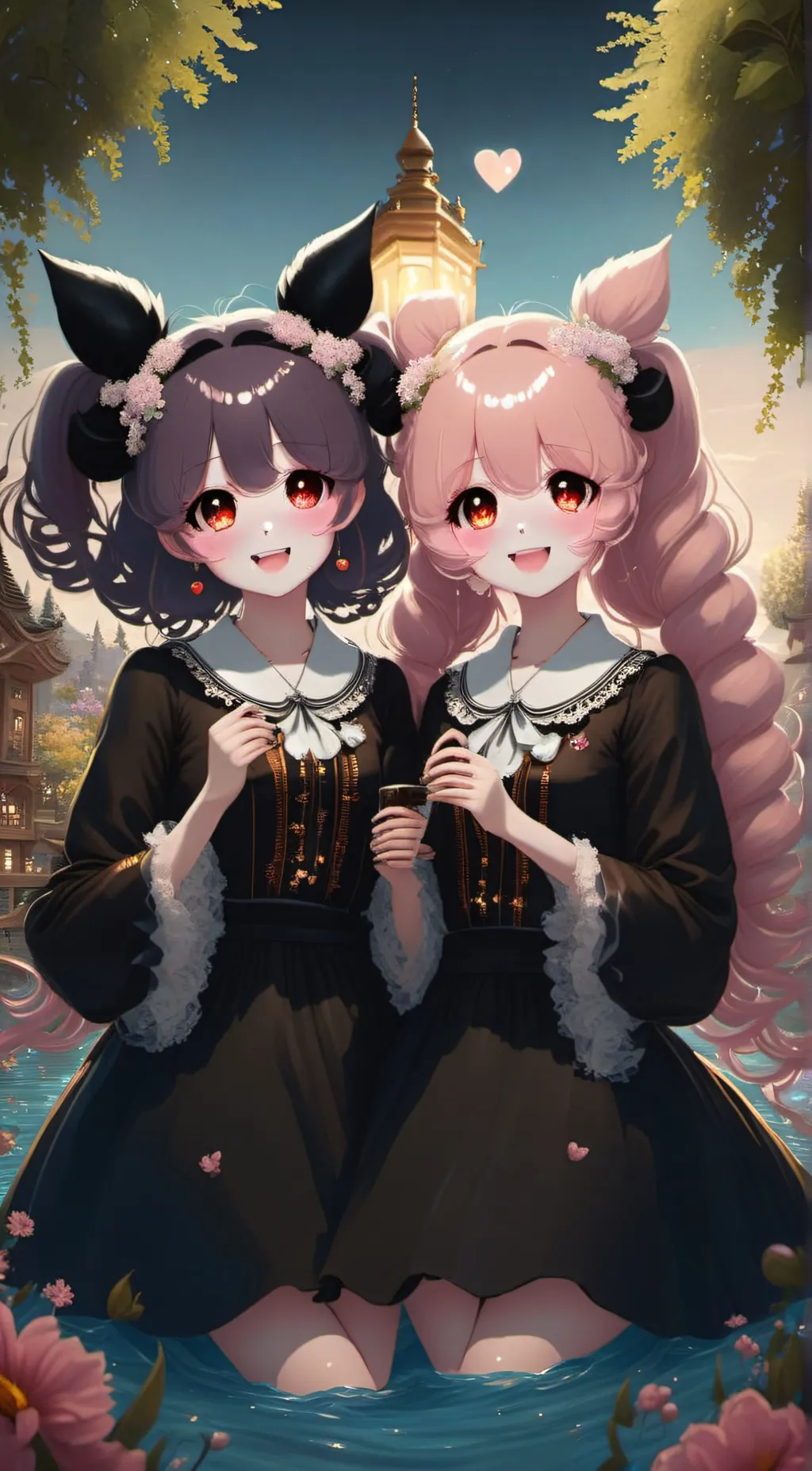 ai character:  Melody end Kuromi background