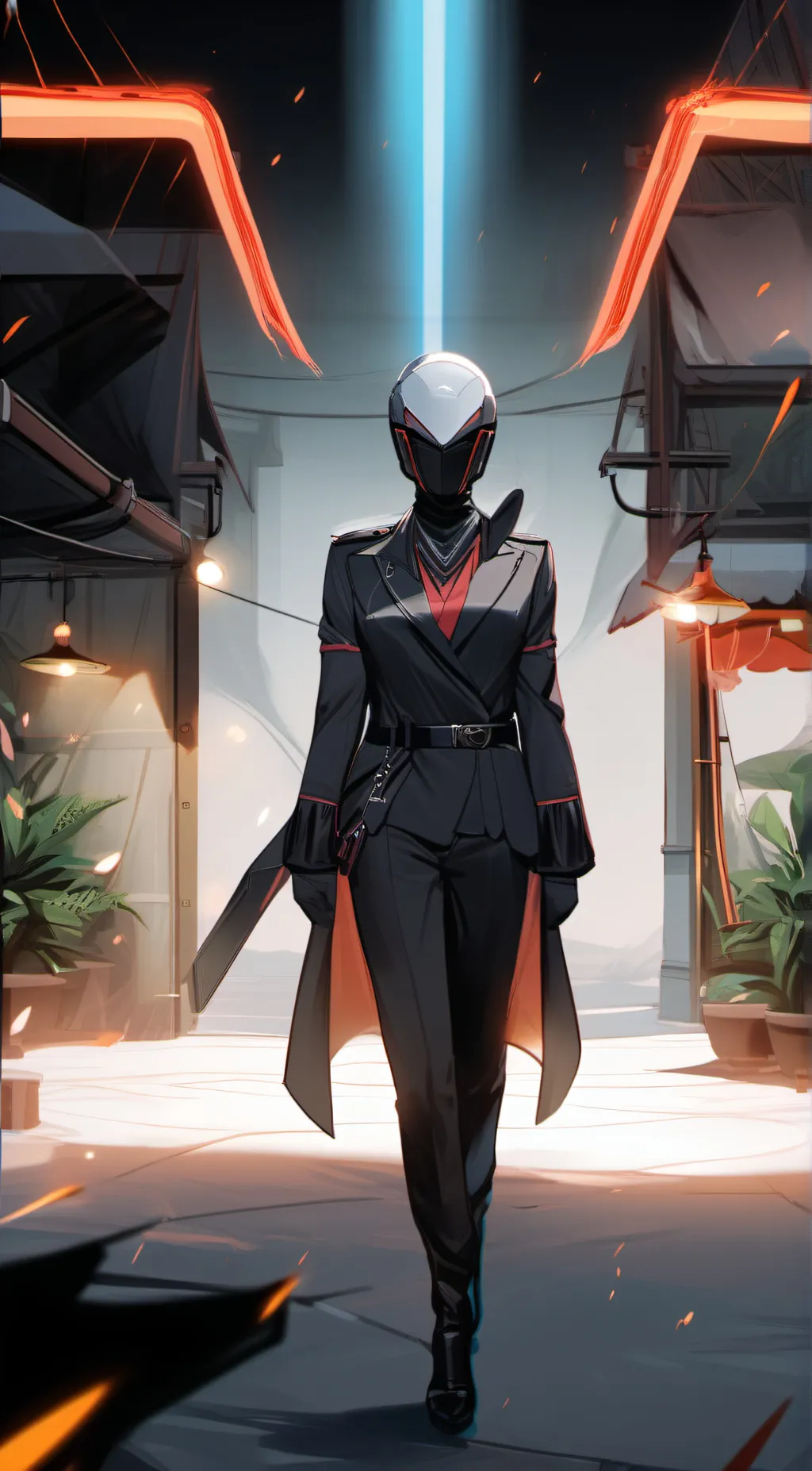 ai character: Red X background