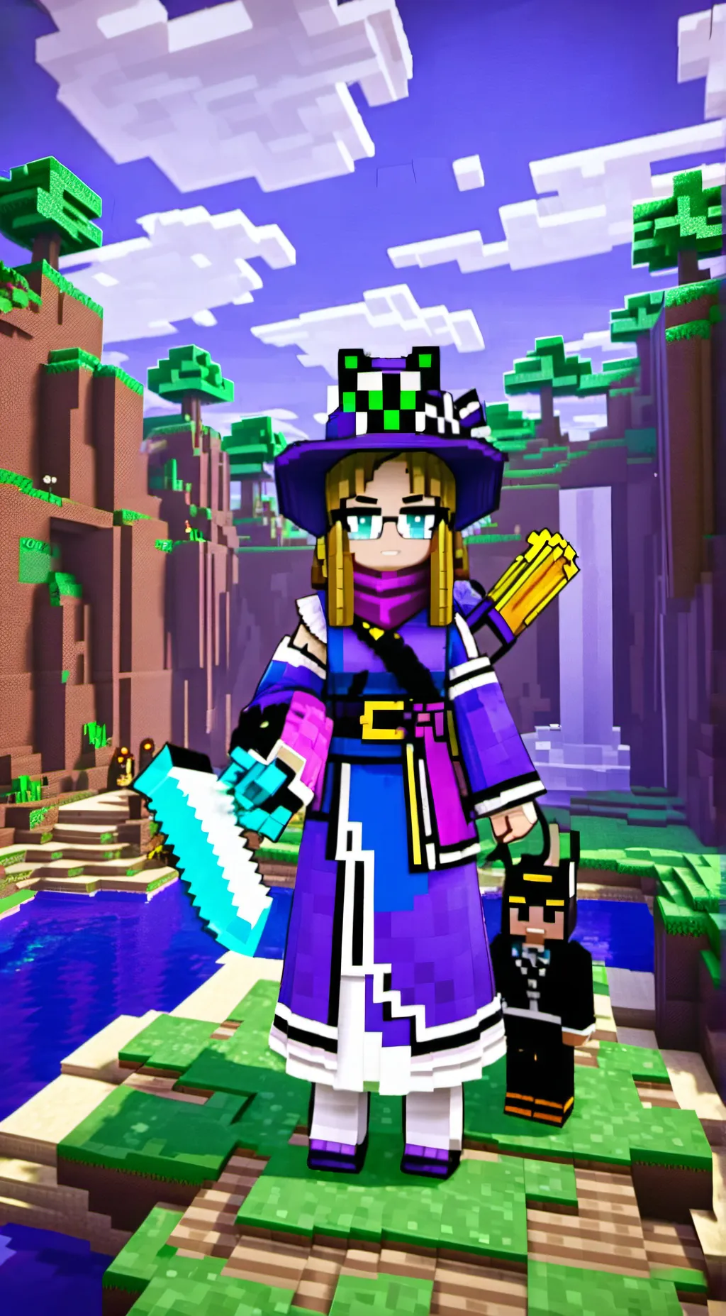 ai character: Kim From minecraft background