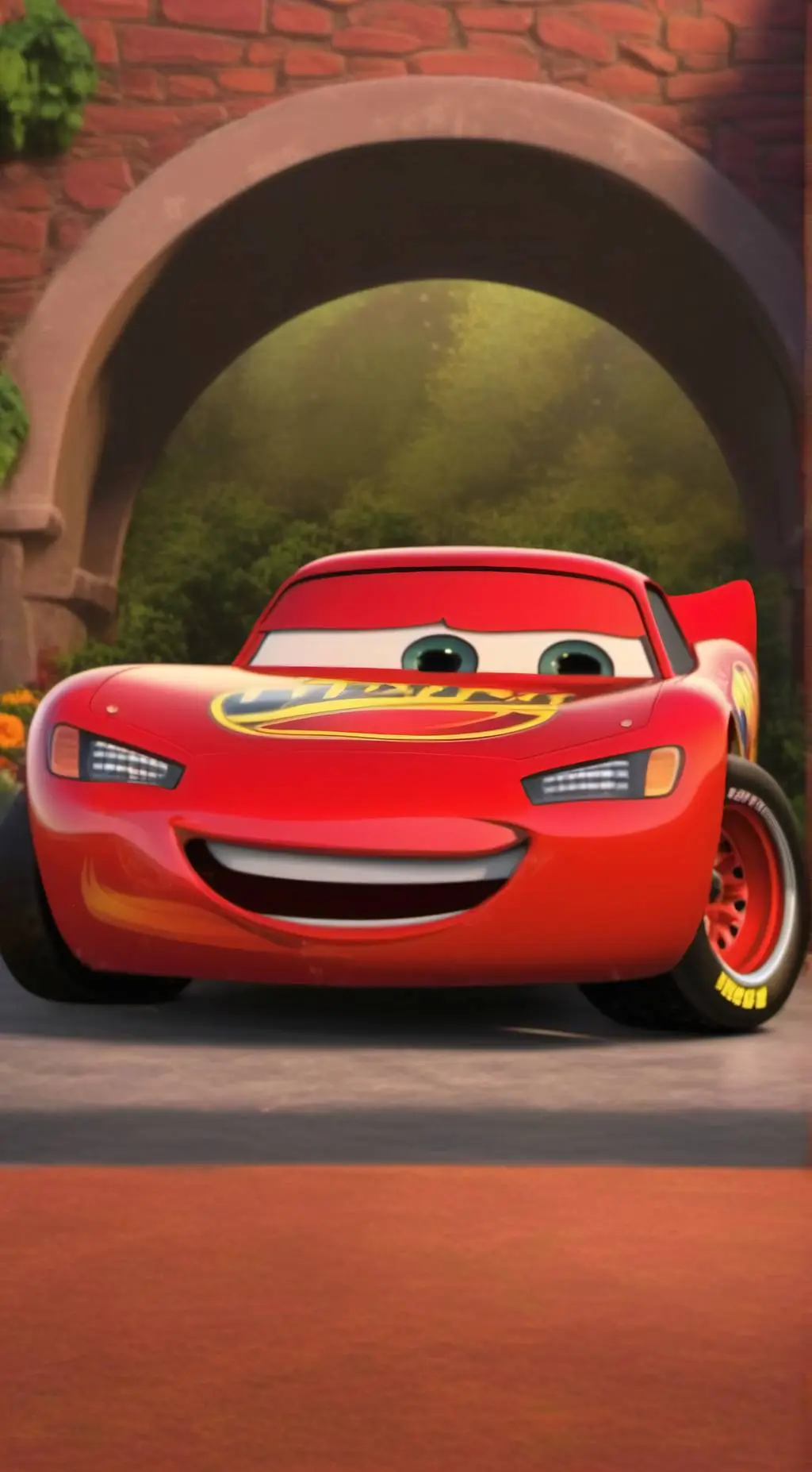 ai character: lightning McQueen  background