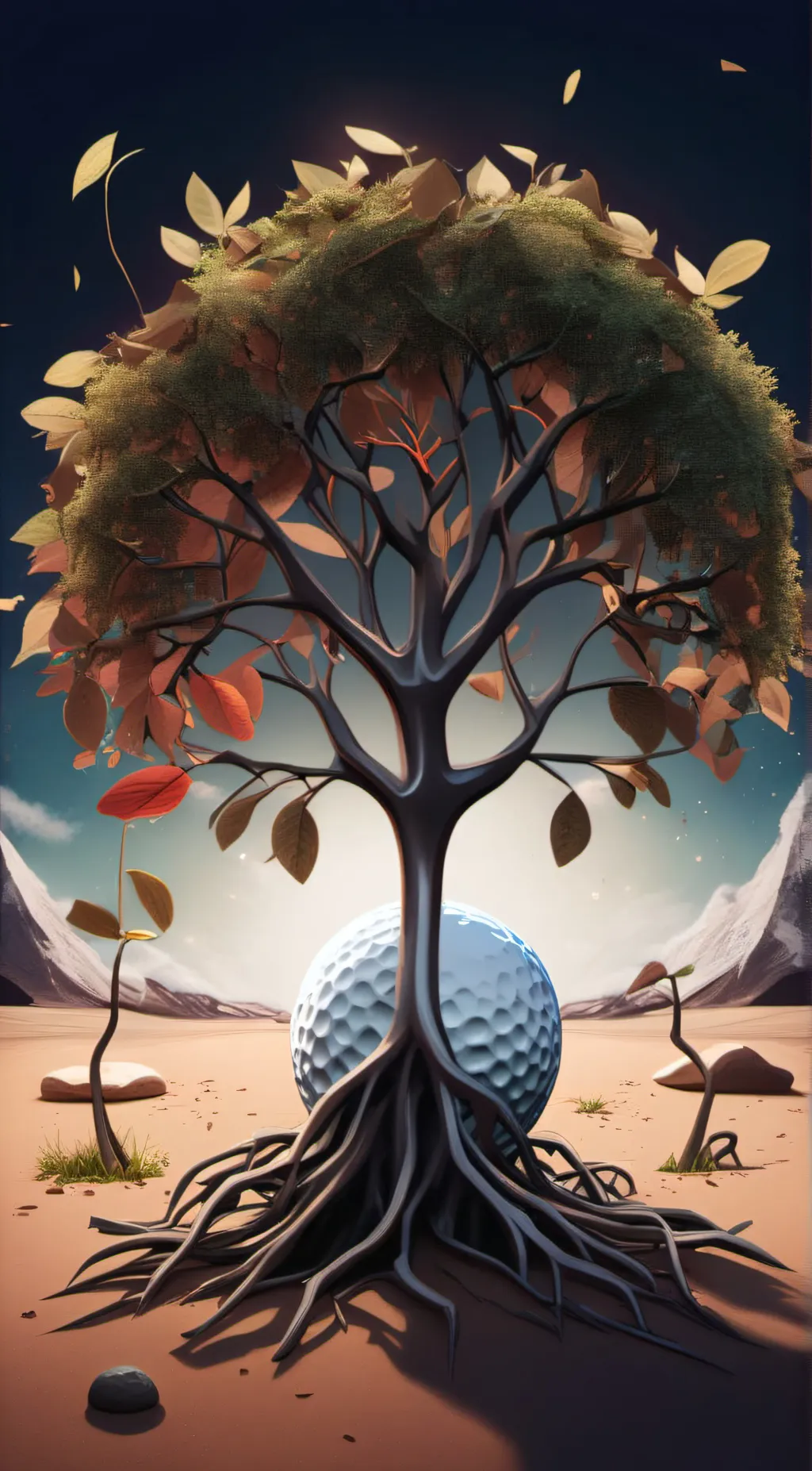 ai character: bfdi golf ball  background