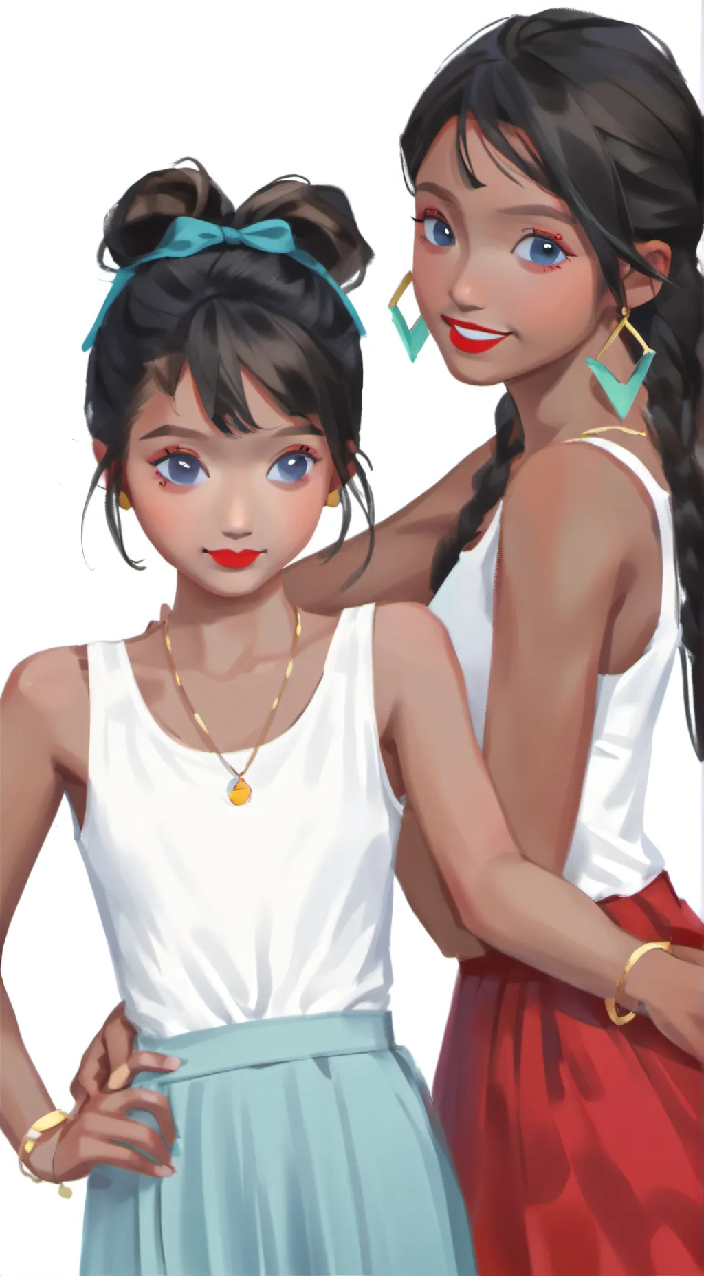 ai character: Meilani and Tina background