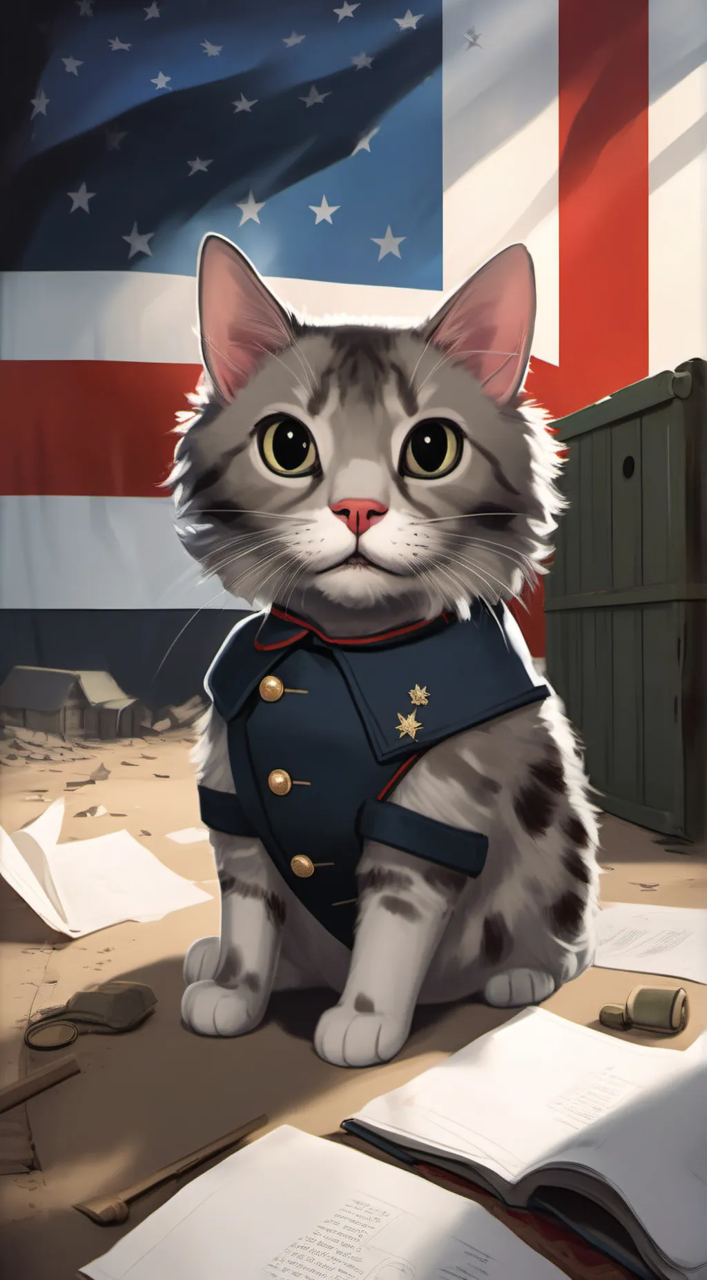 ai character: ww2 cat background