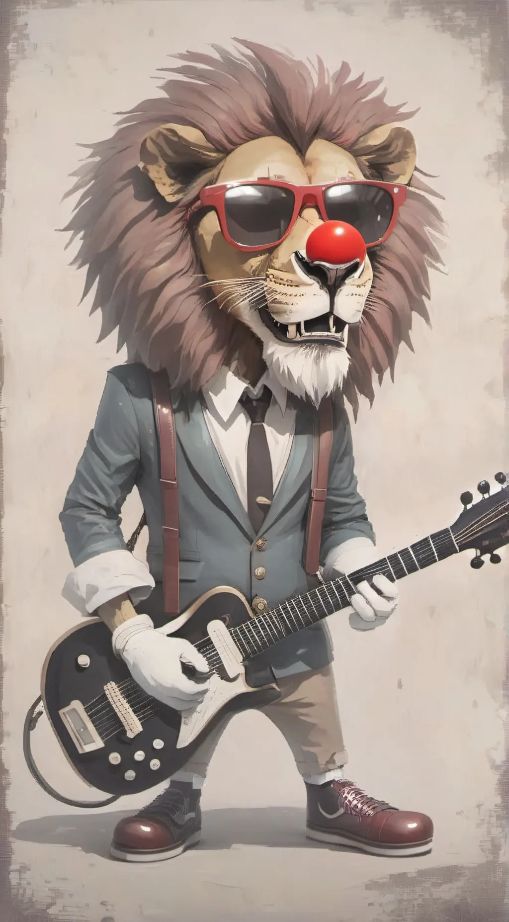 ai character: drooper the lion  background