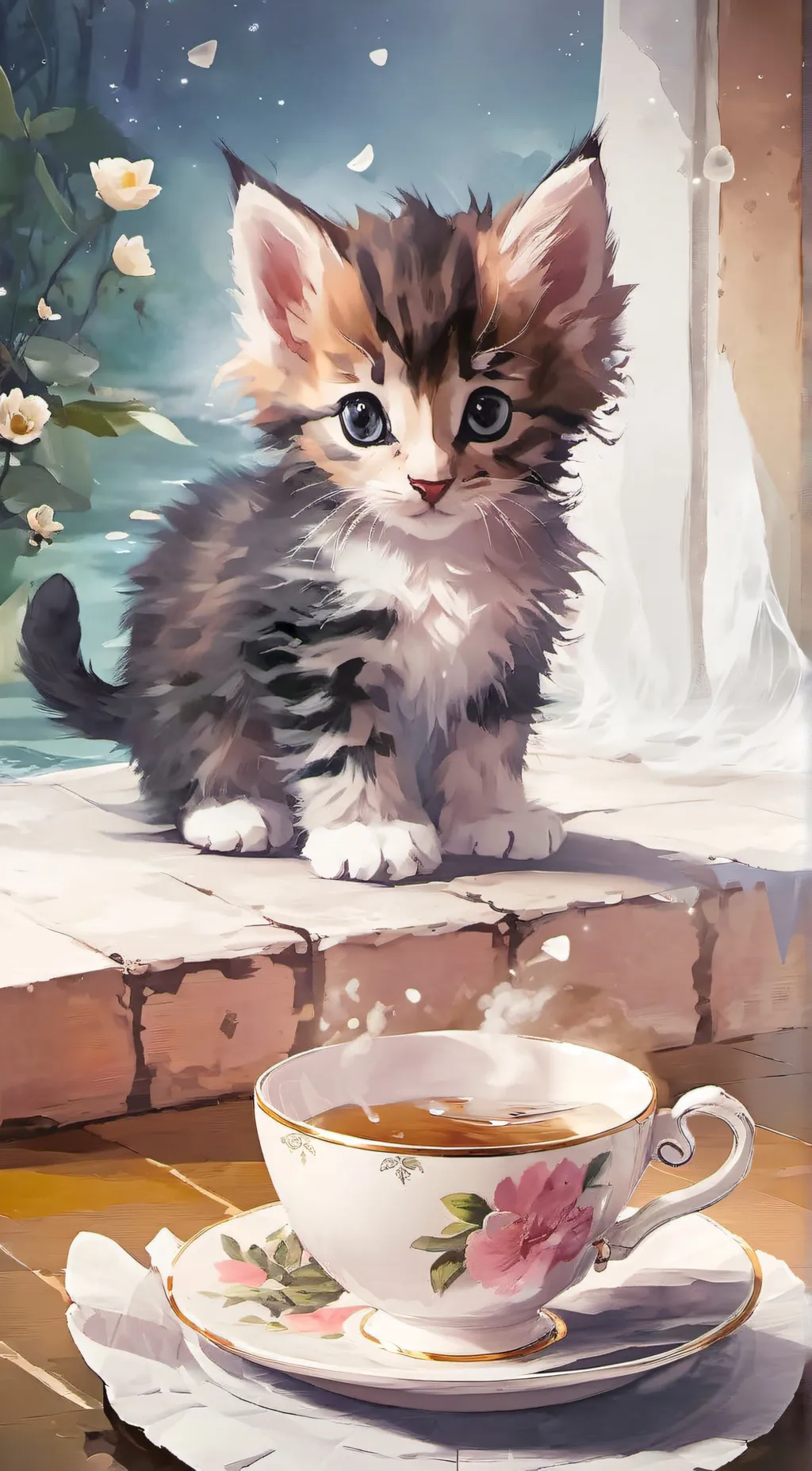 ai character: the tea kitty  background