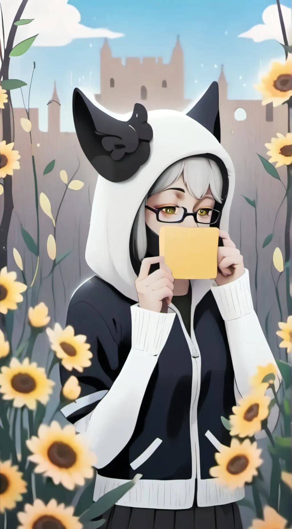 ai character: mom cat and baby  background