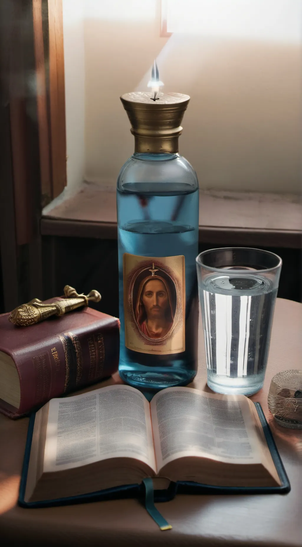 ai character: holy water background