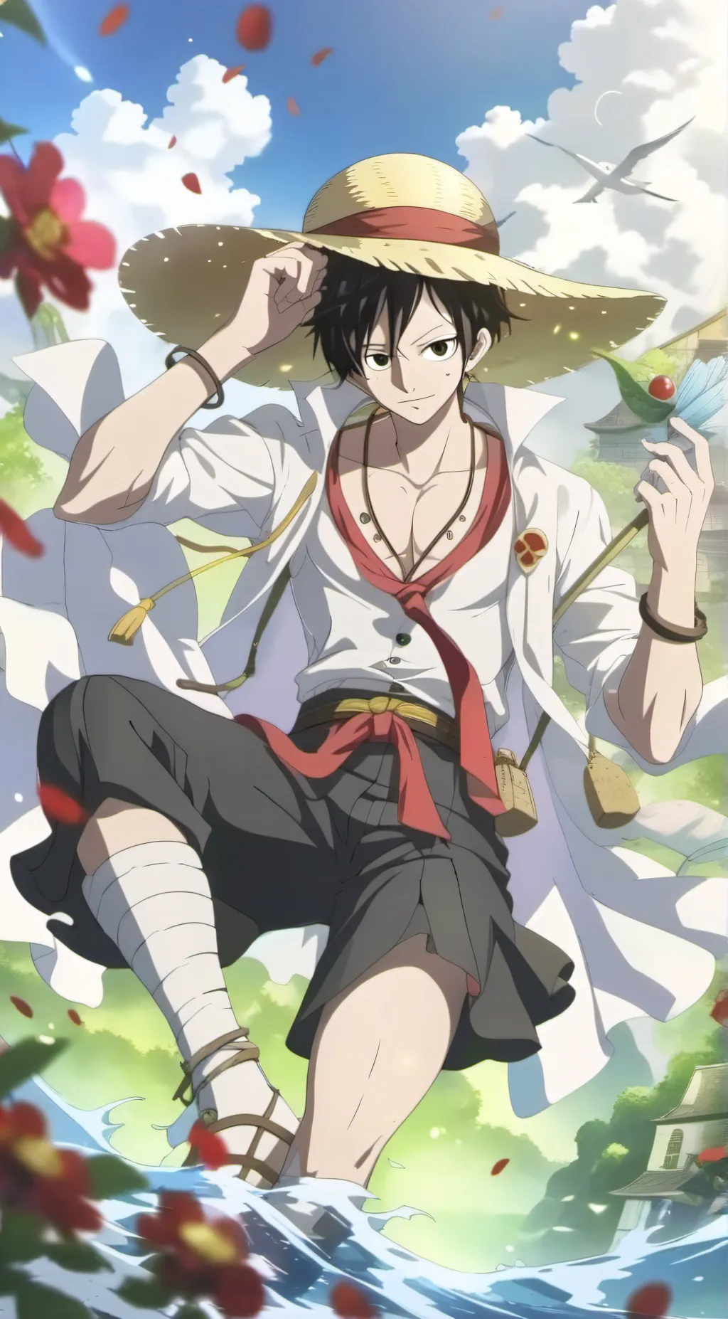 ai character: one peice and mha background