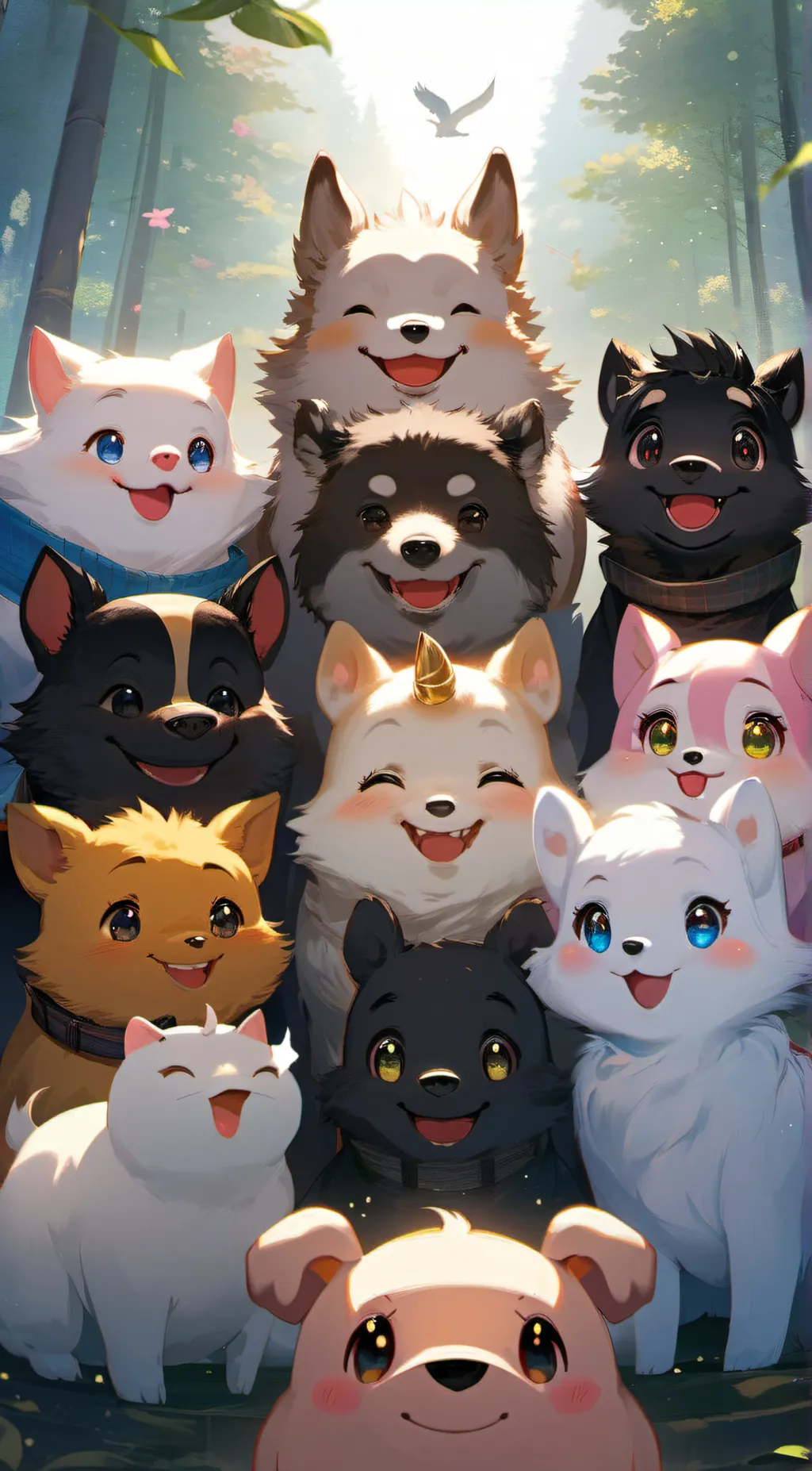 ai character: smiling critters background