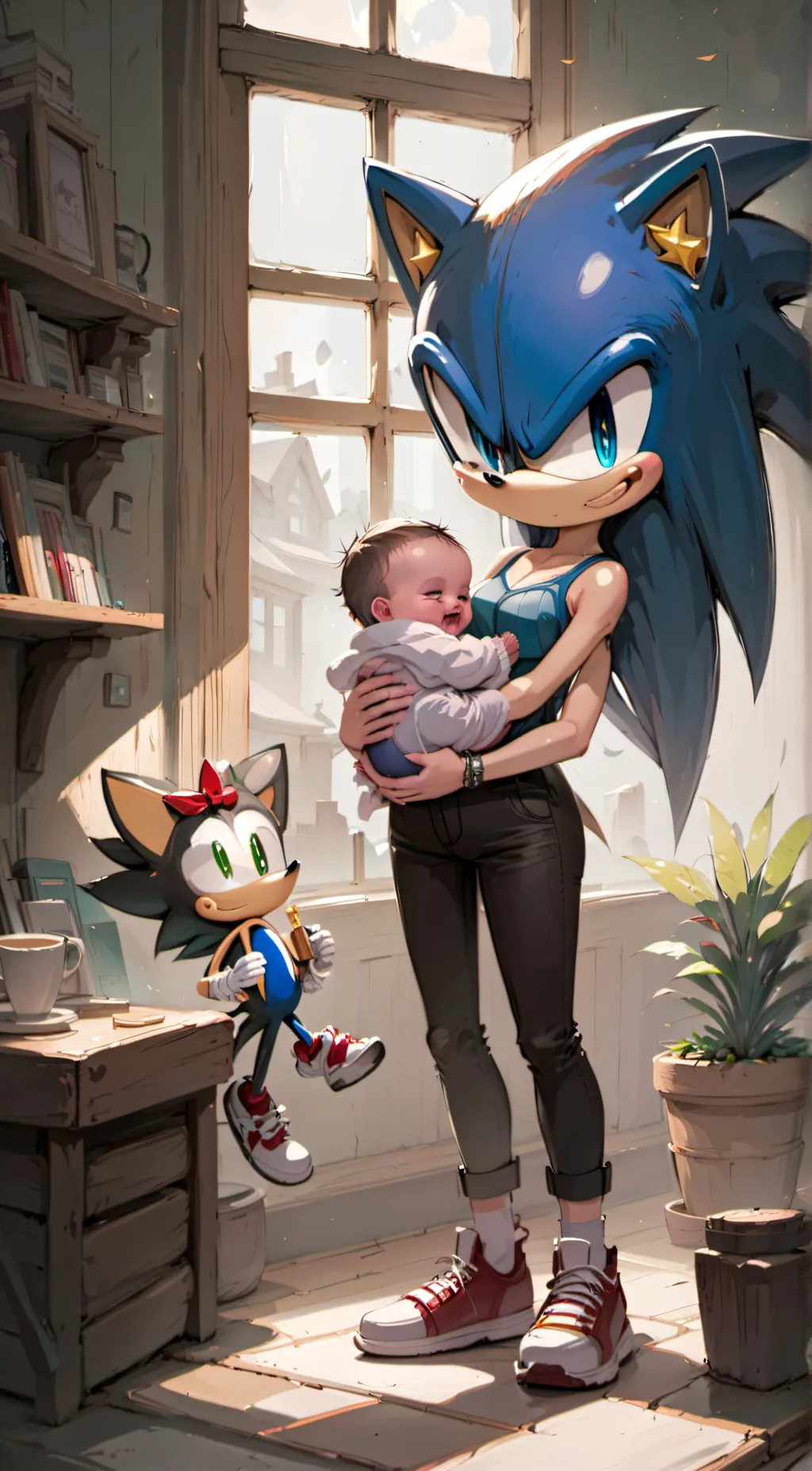 ai character: shadow  x sonic  background