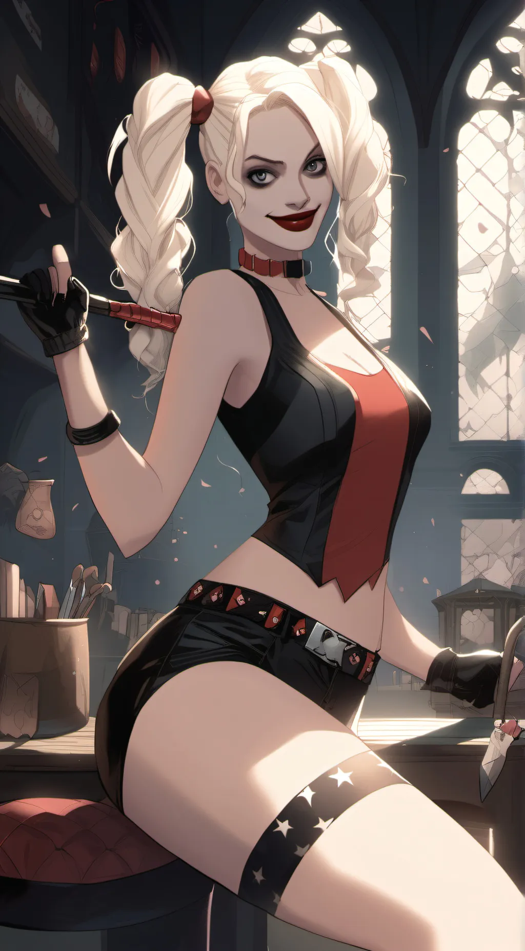 ai character: harley quinn  background
