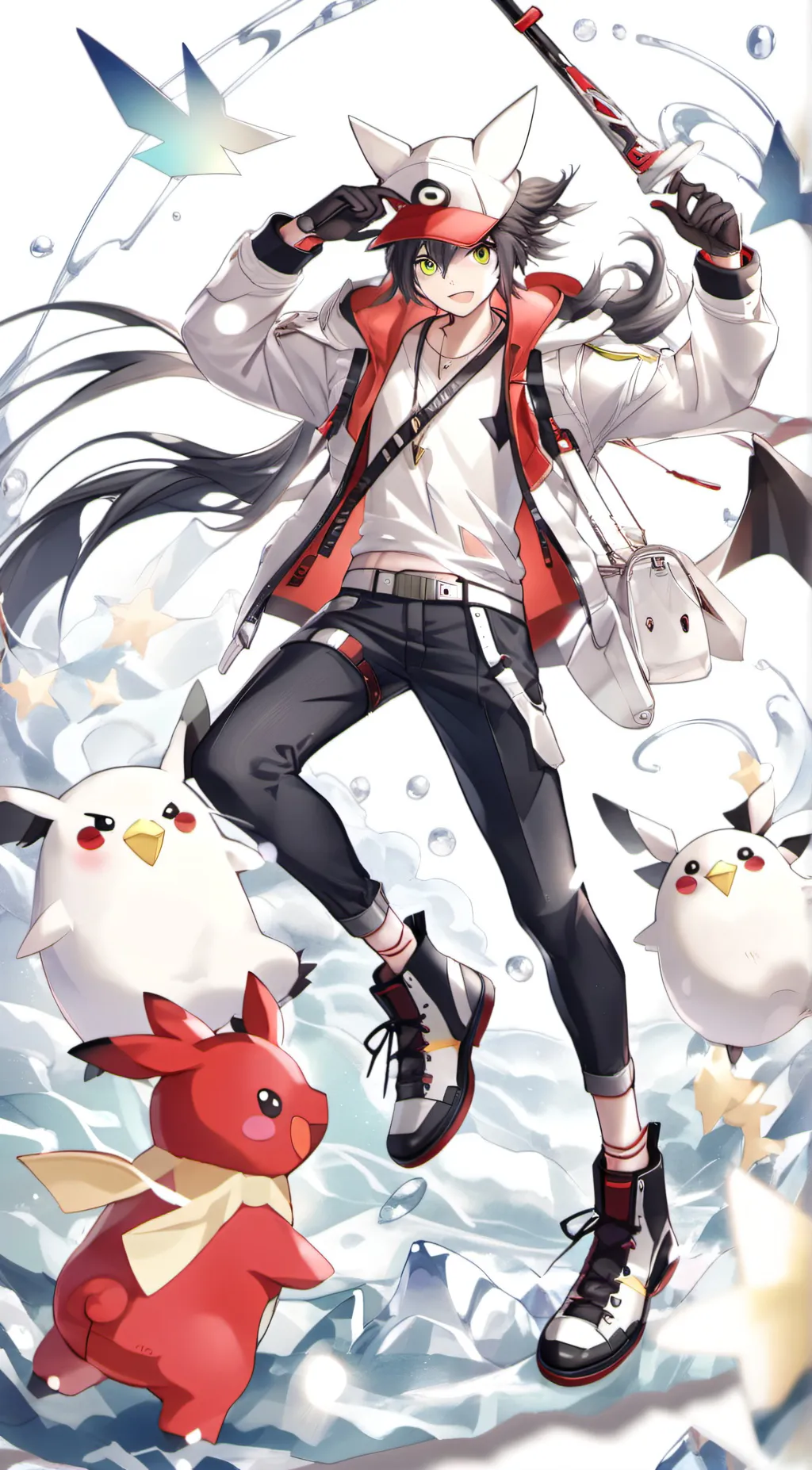 ai character: digimon+pokemon   background