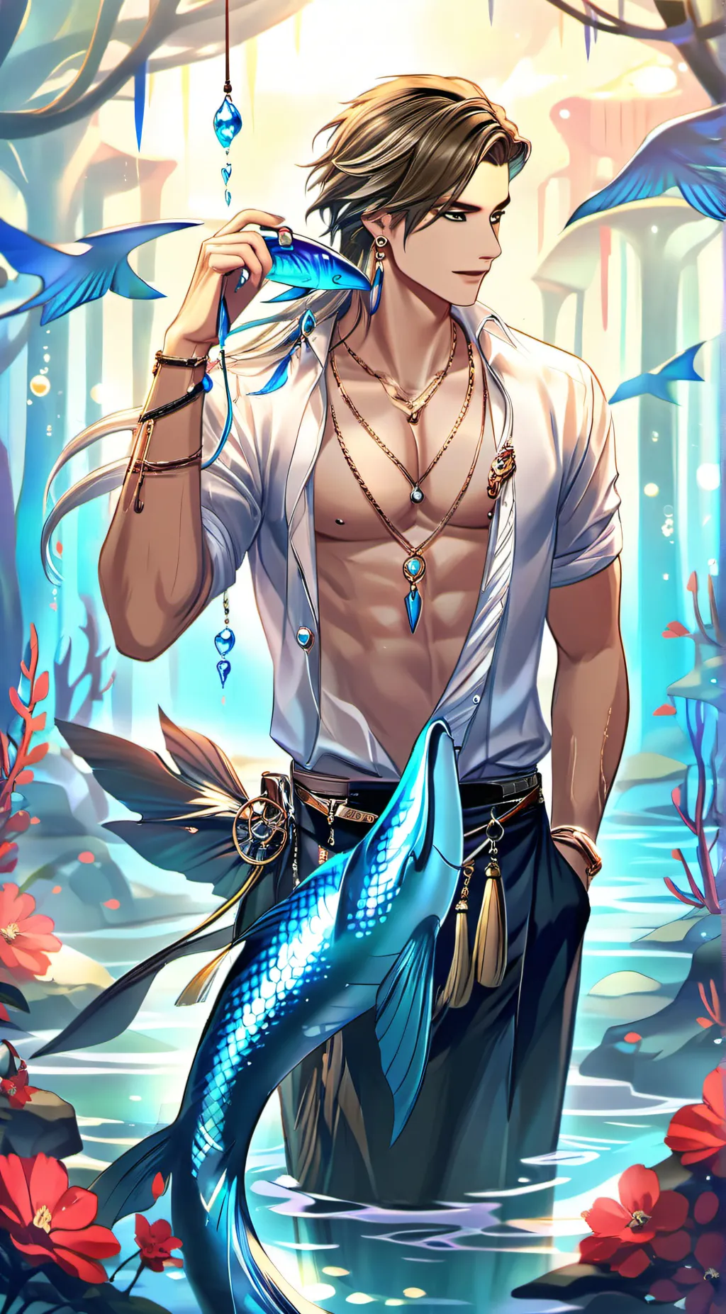 ai character: Mermaid catcher background