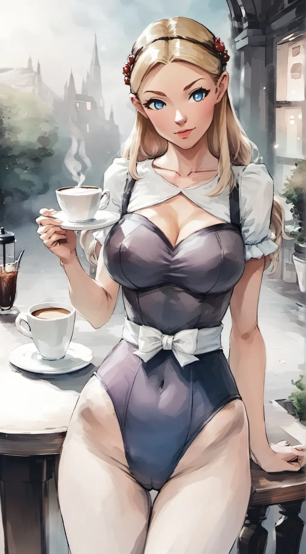 ai character: Zelda (cafe) background