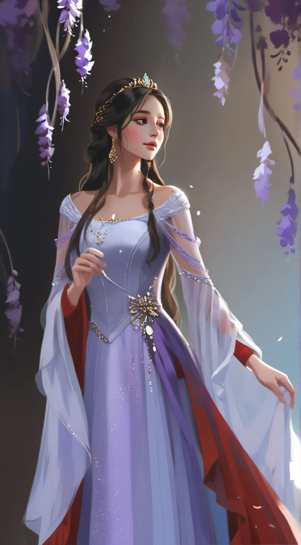 ai character: Wisteria background