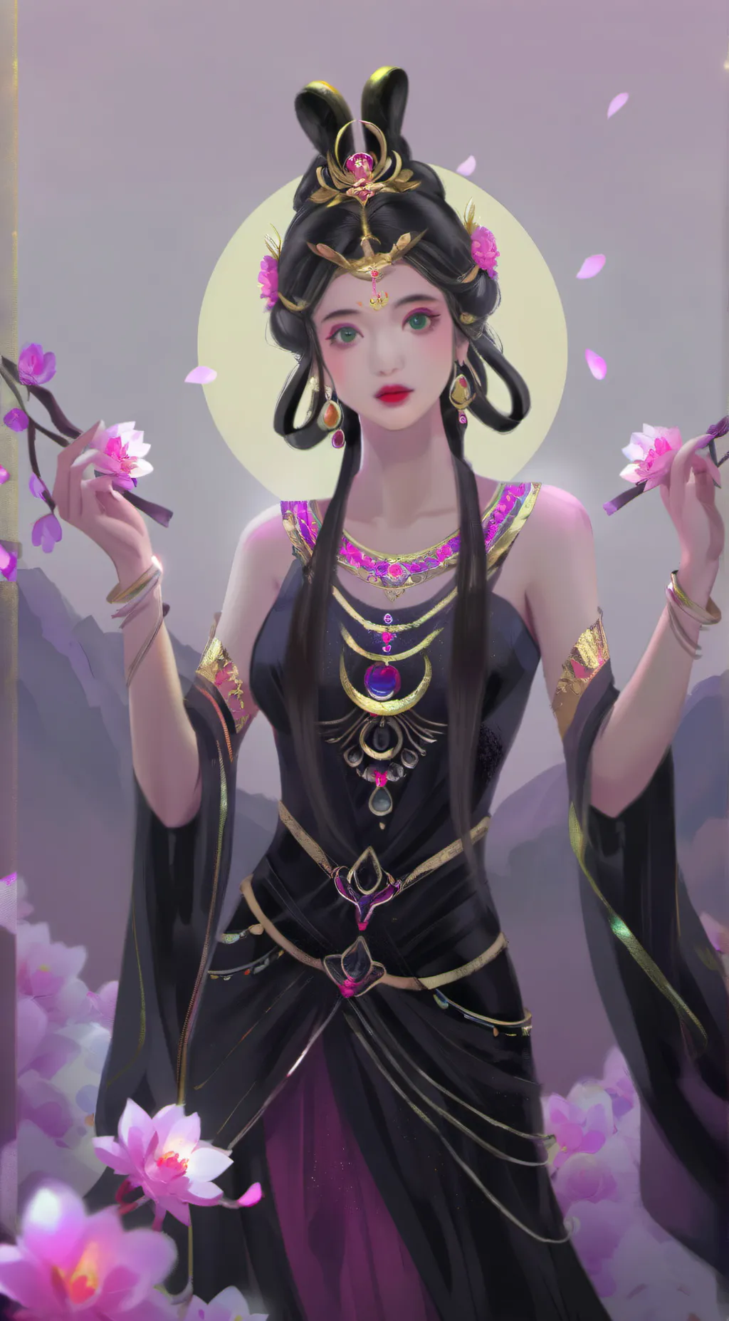 ai character: Japanese goddess background