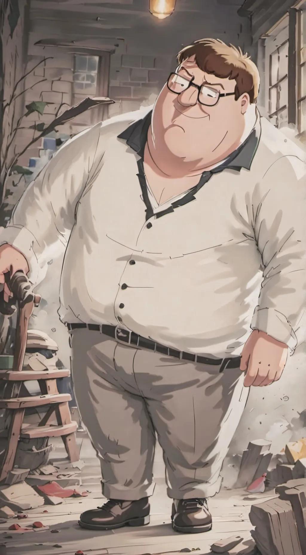 ai character: Peter Griffin  background