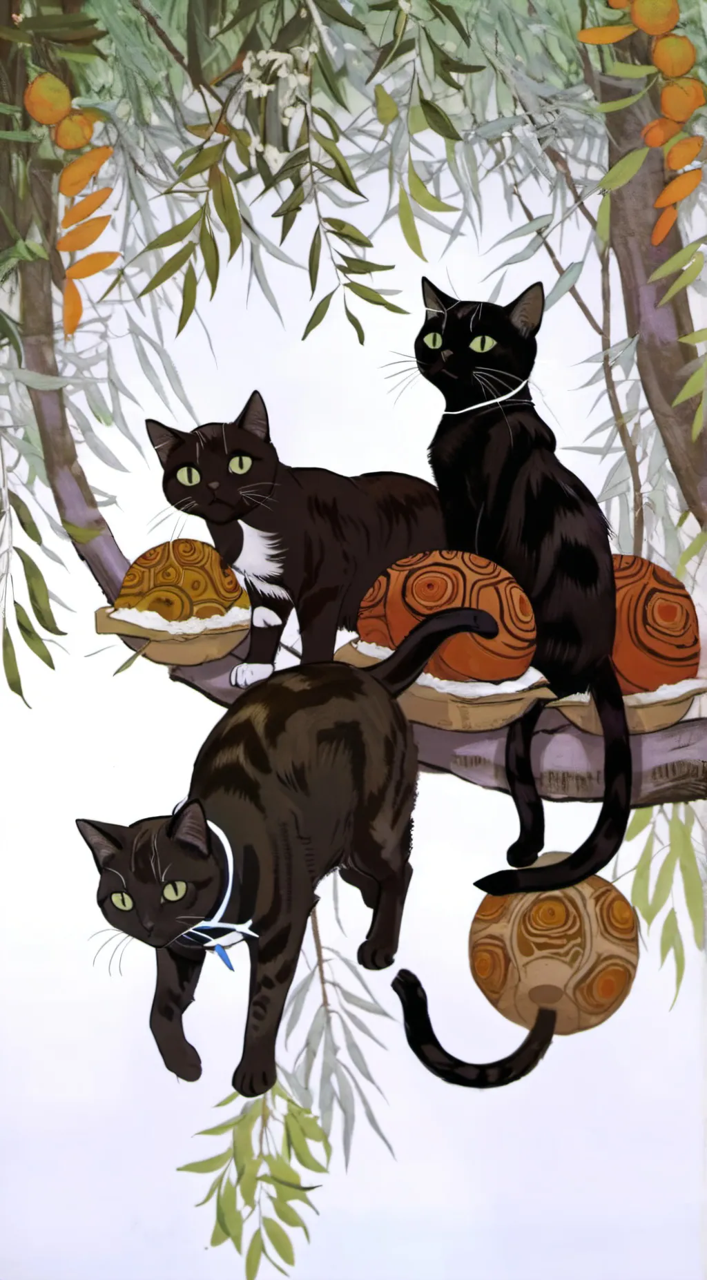 ai character: Three cats  background