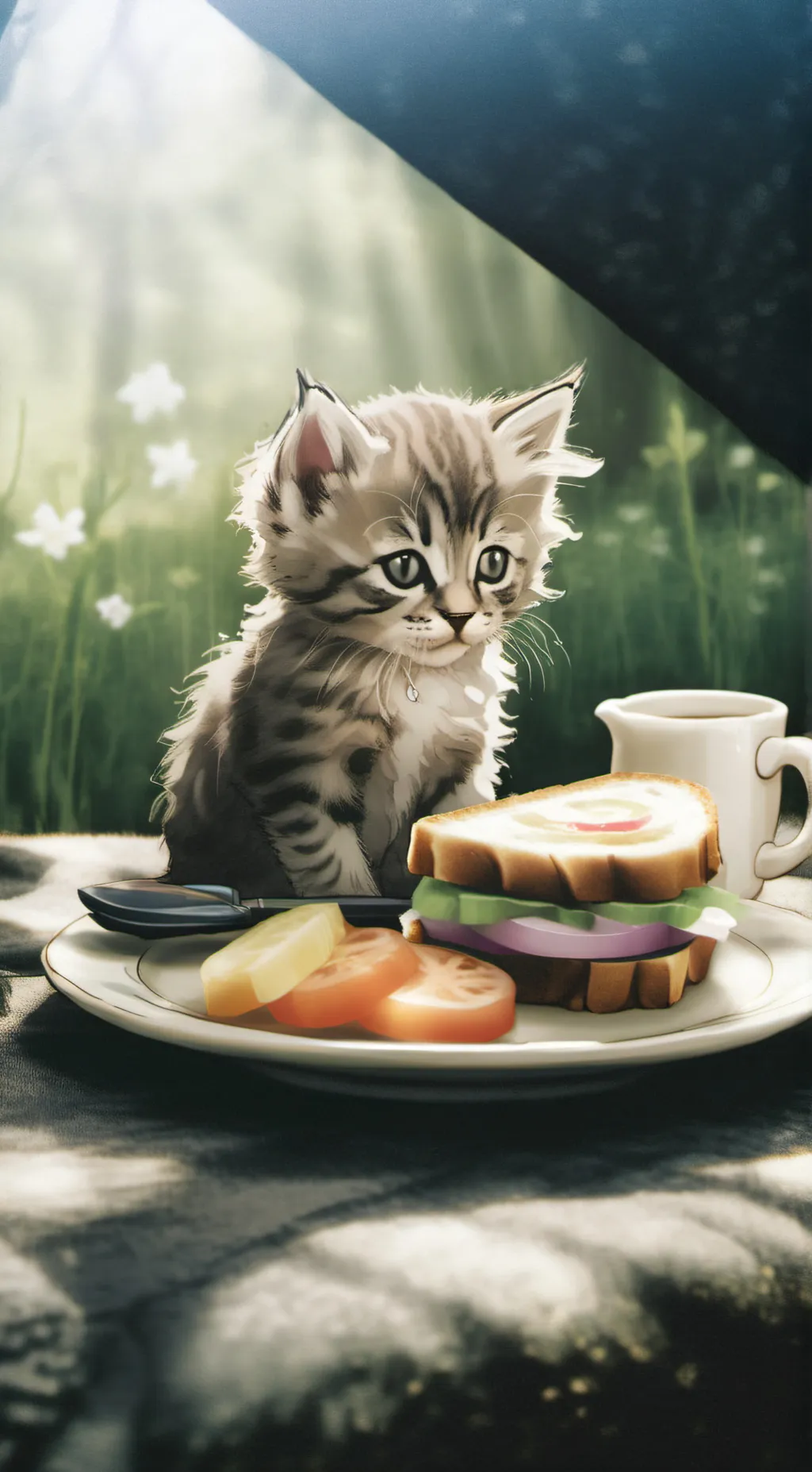 ai character: Hungry kitten raph background