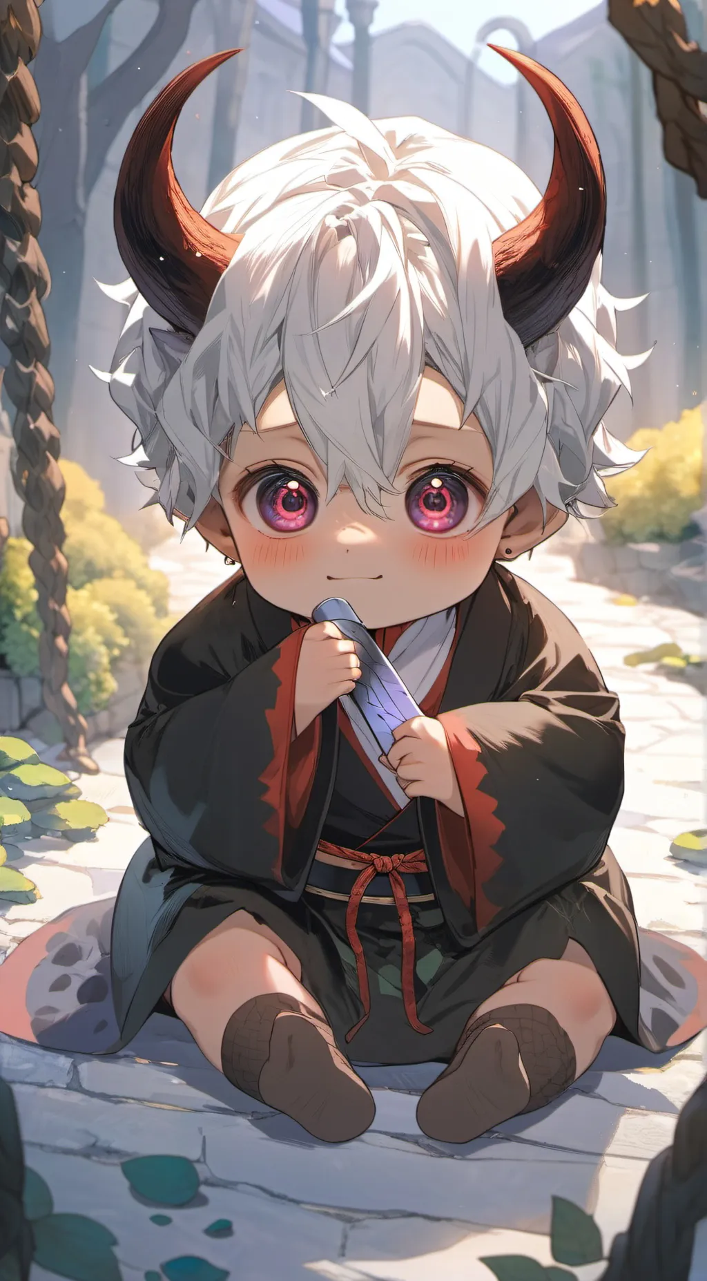 ai character: cutest baby demon  background