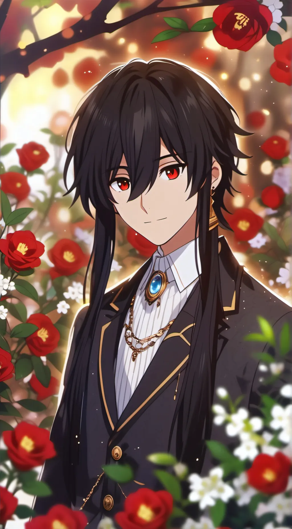 ai character: Virus rose background