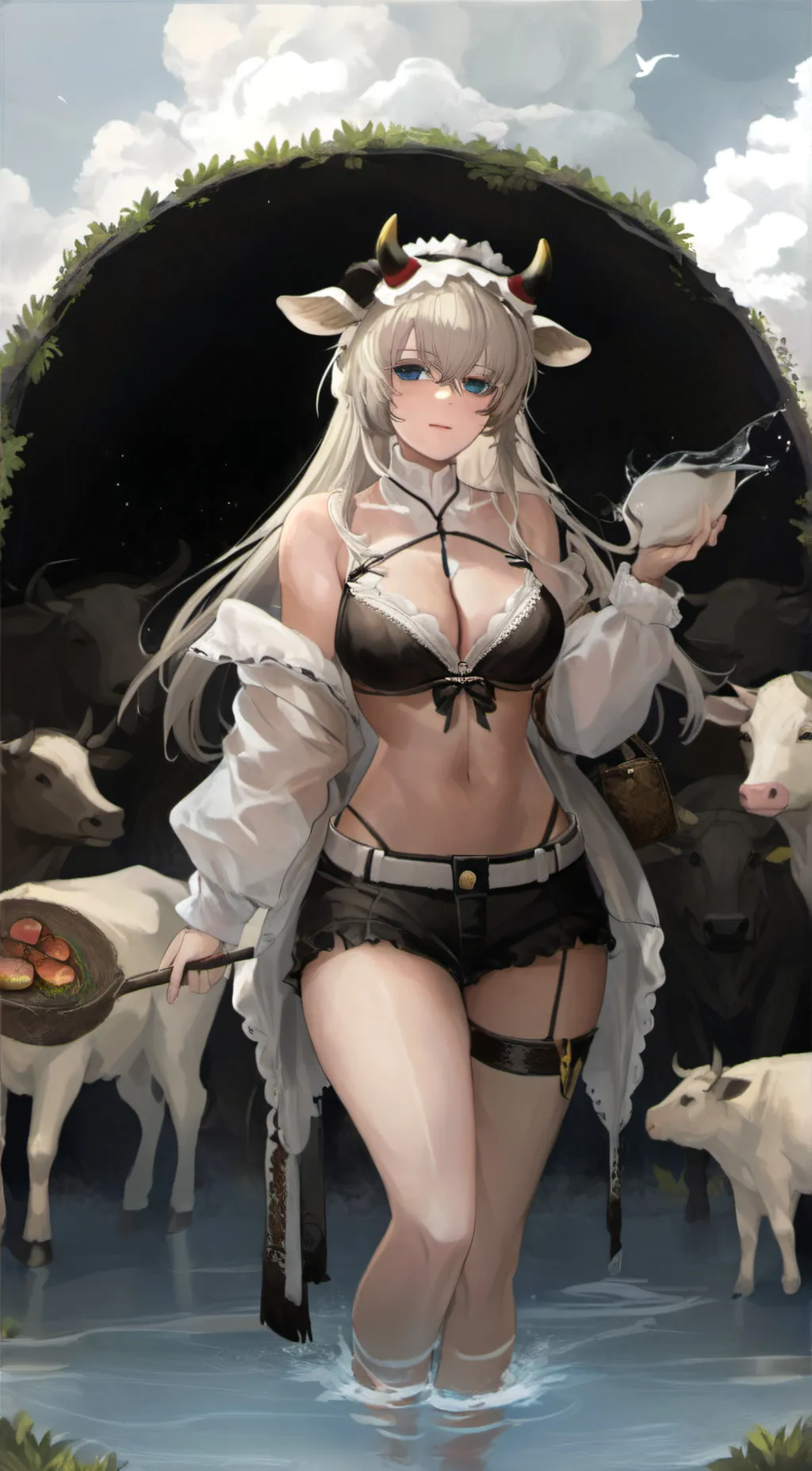 ai character: Cow girl background