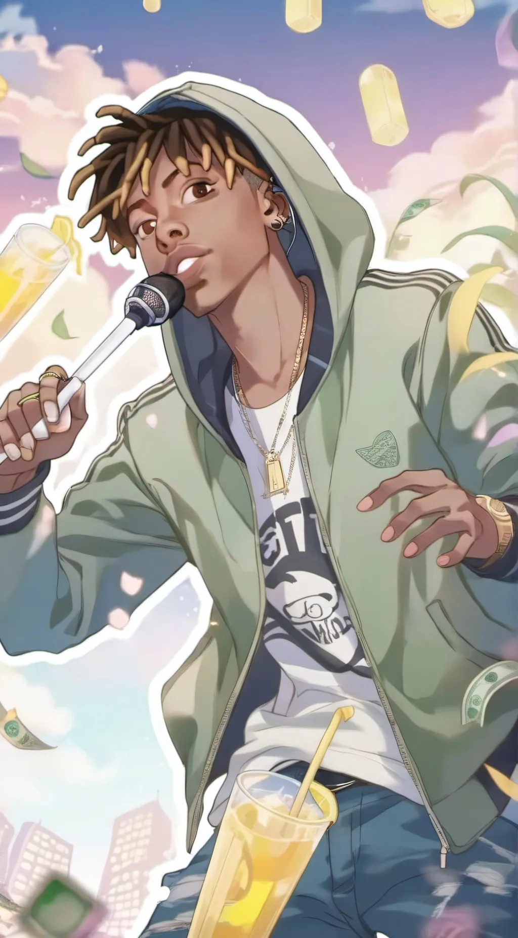 ai character: Juice wrld background