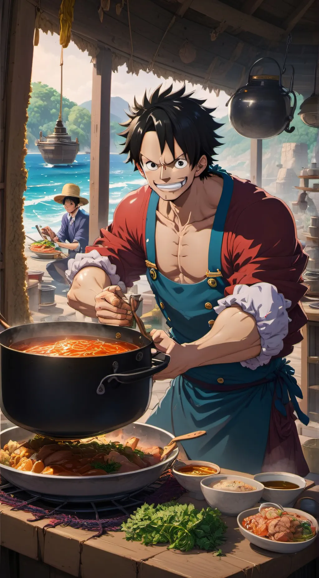 ai character: straw hats background