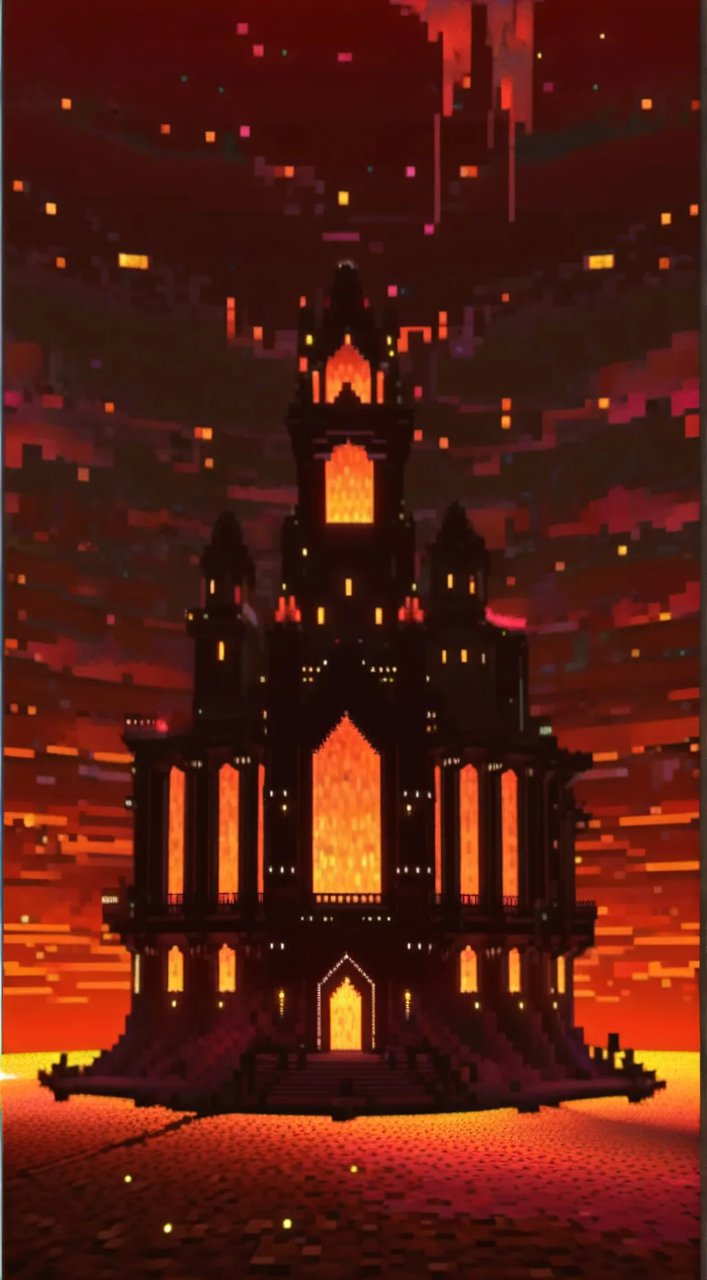 ai character: Minecraft nether background