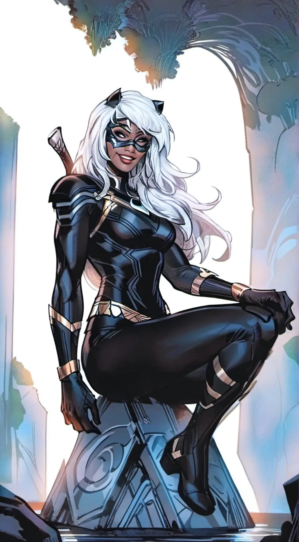 ai character: black cat background