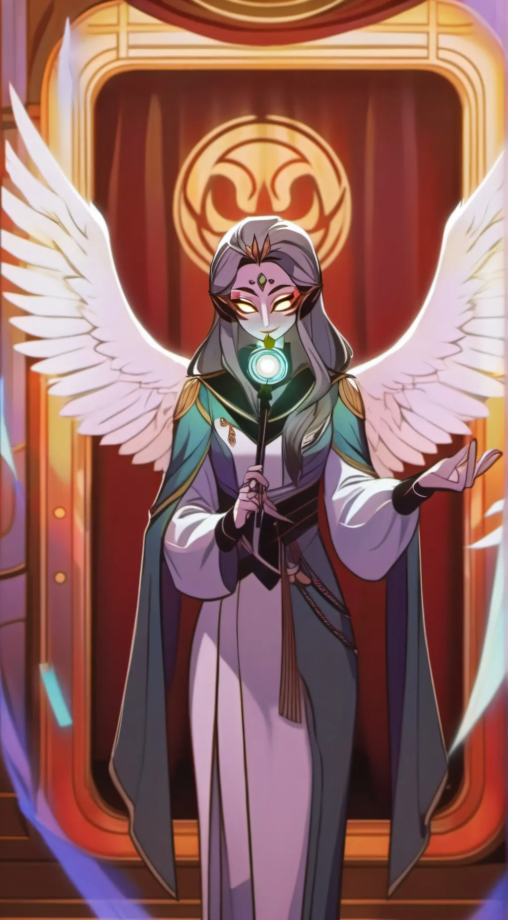 ai character: Helluva owl mom background