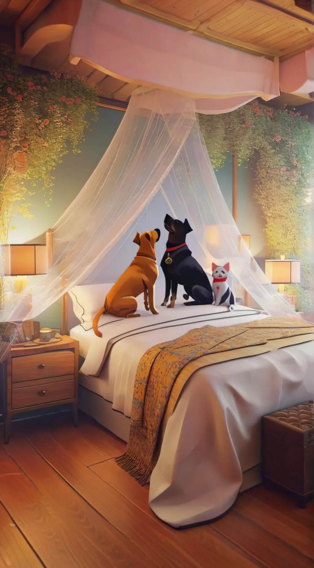 ai character: cat meme sleepover background