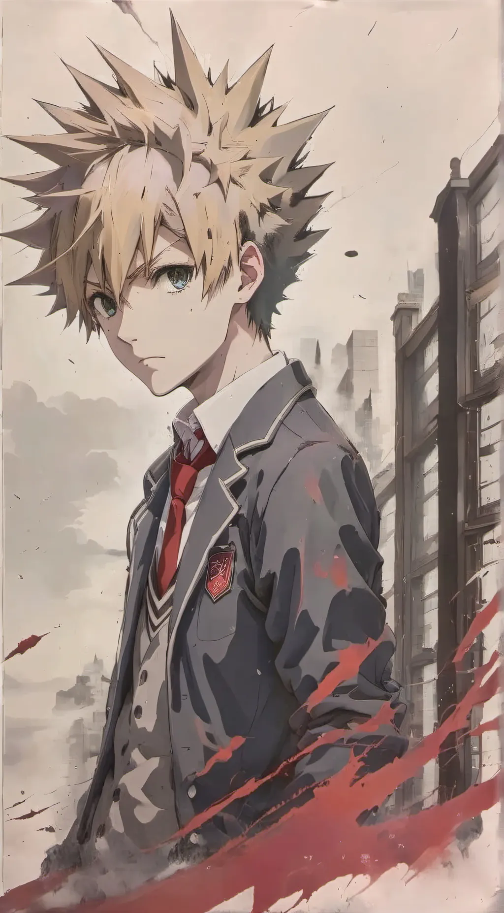 ai character: Katsuki Bakugo  background