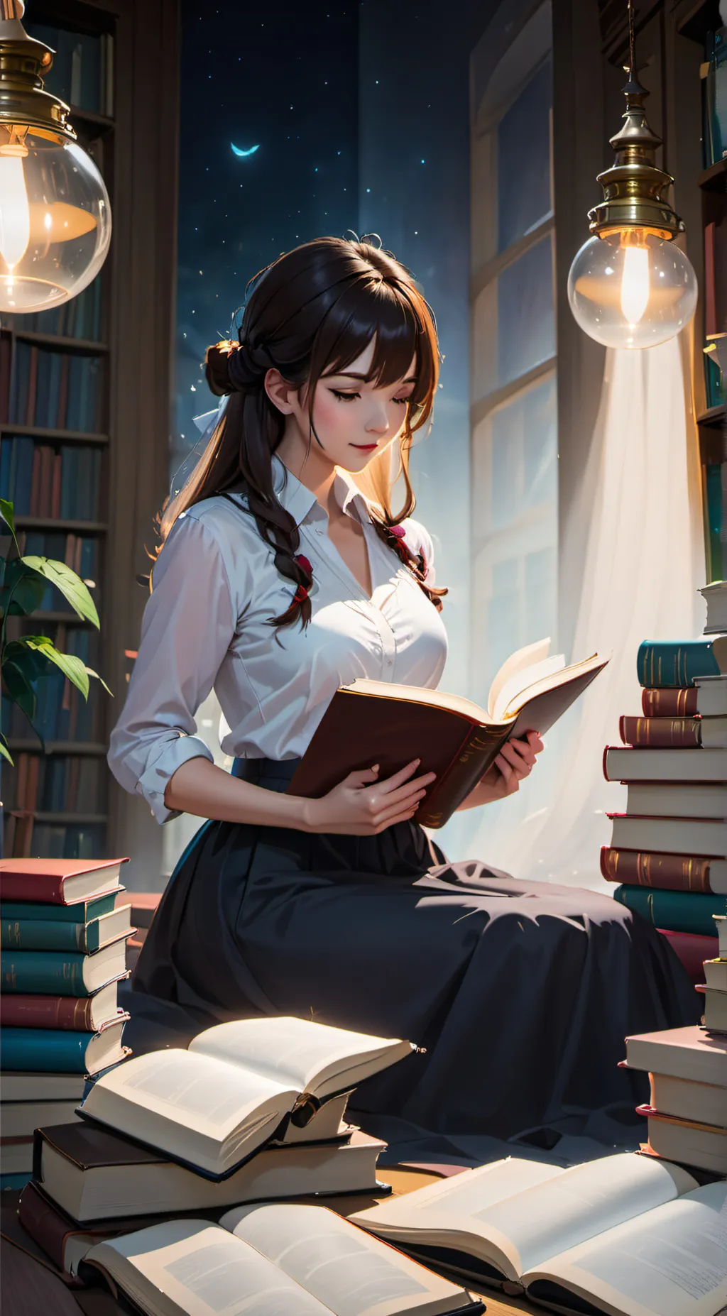 ai character: Leila - Cute Nerd background