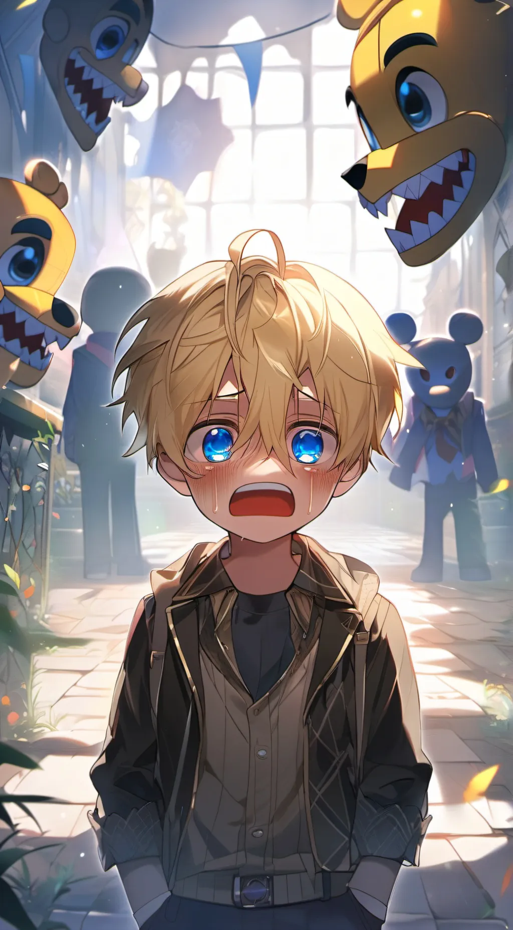 ai character: Crying child background