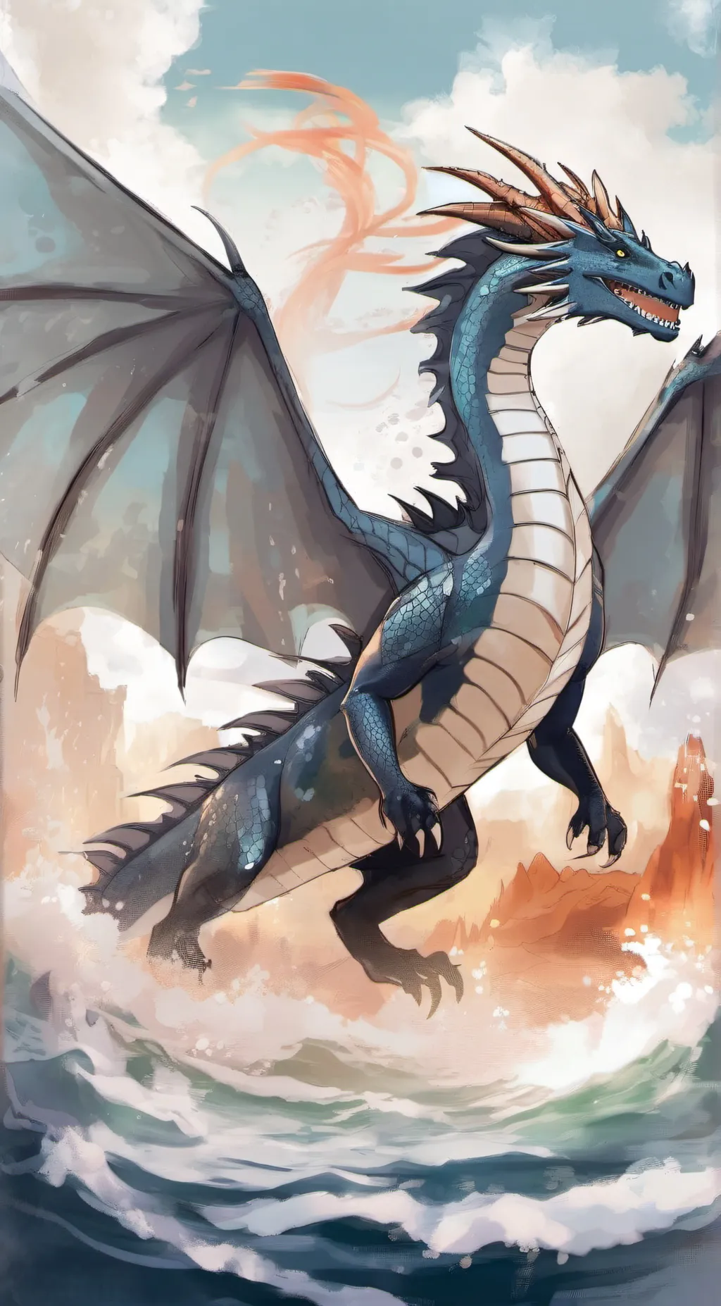 ai character: Tsunami,wingsoffir background
