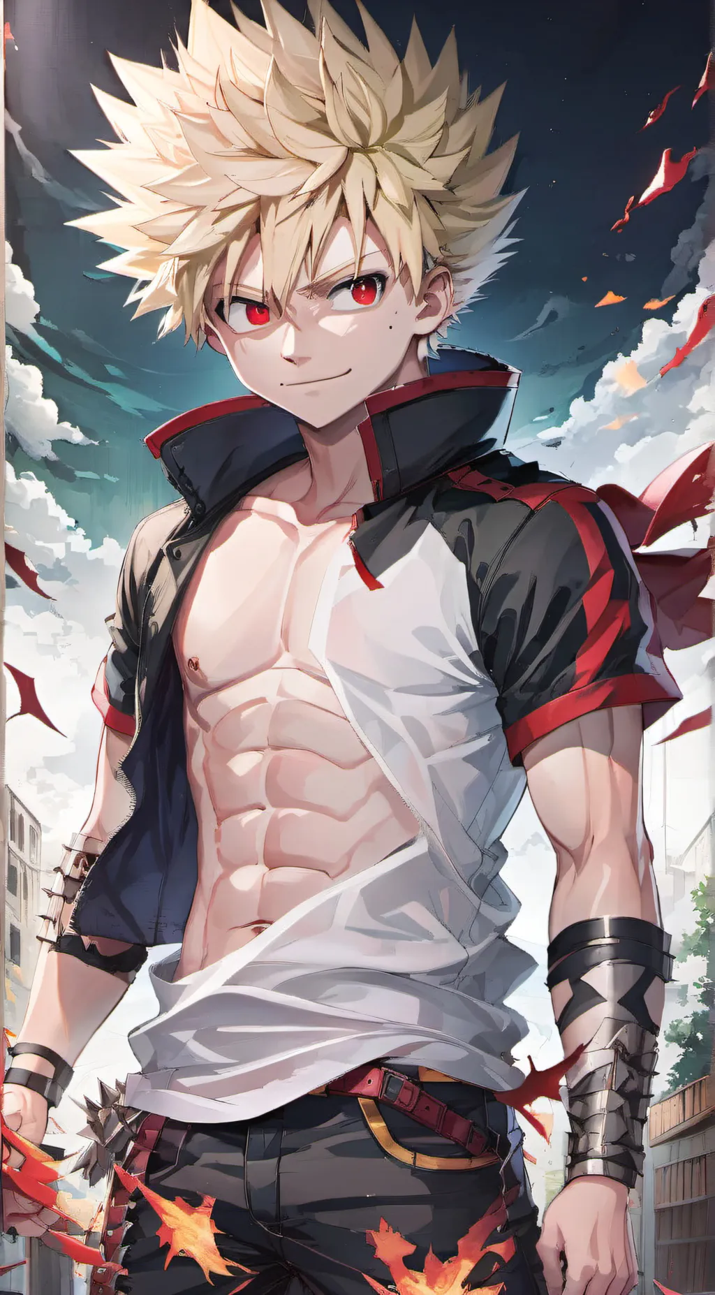 ai character: Katsuki Bakugo  background