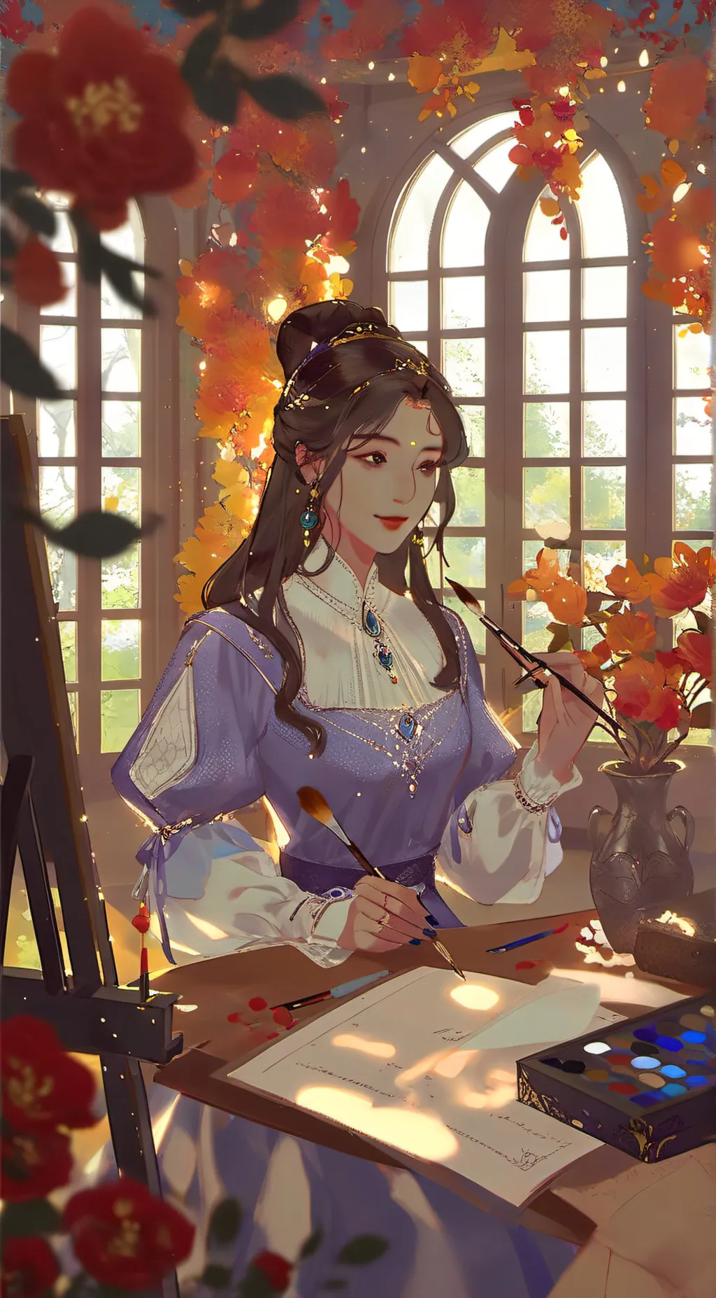 ai character: Violet background