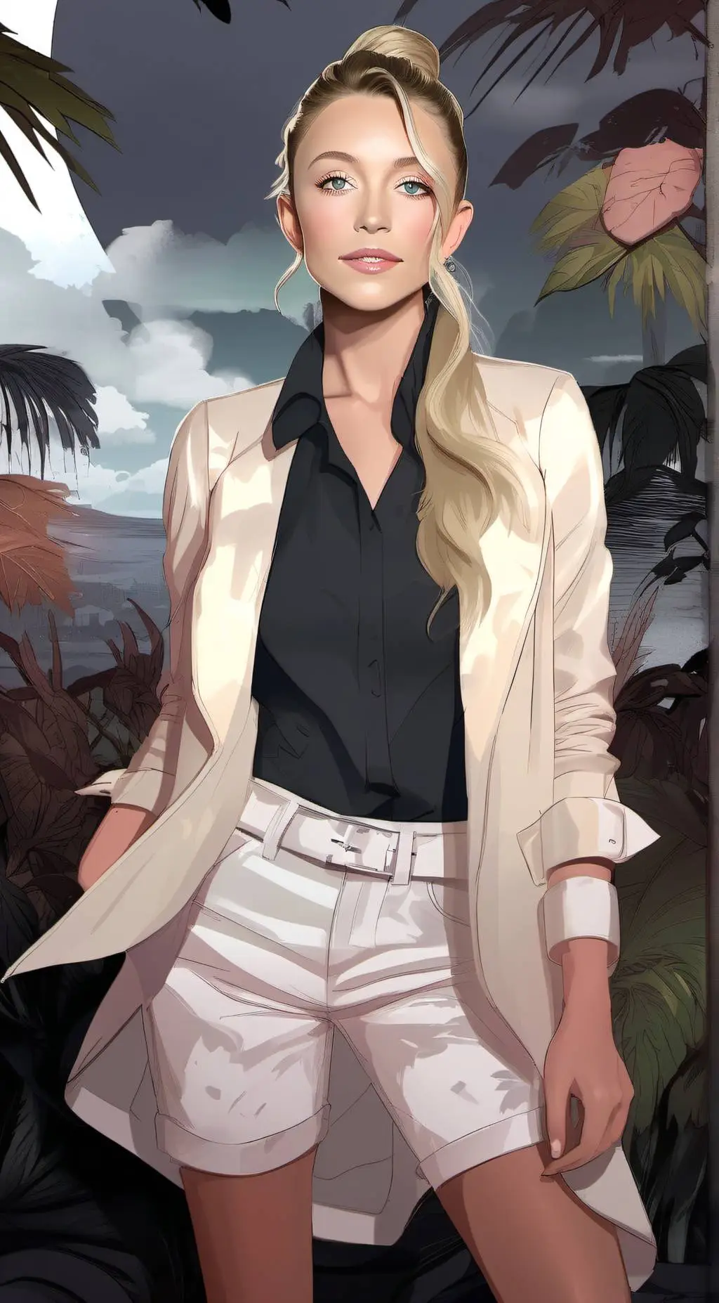 ai character: Sydney sweeney  background