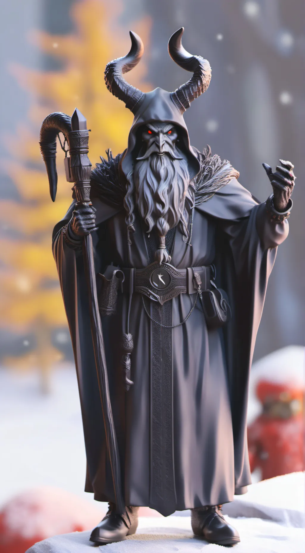ai character: Krampus figurine background