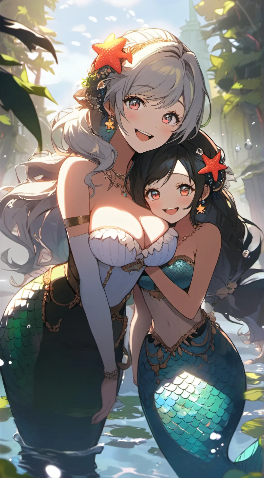 ai character: mermaid sisters background