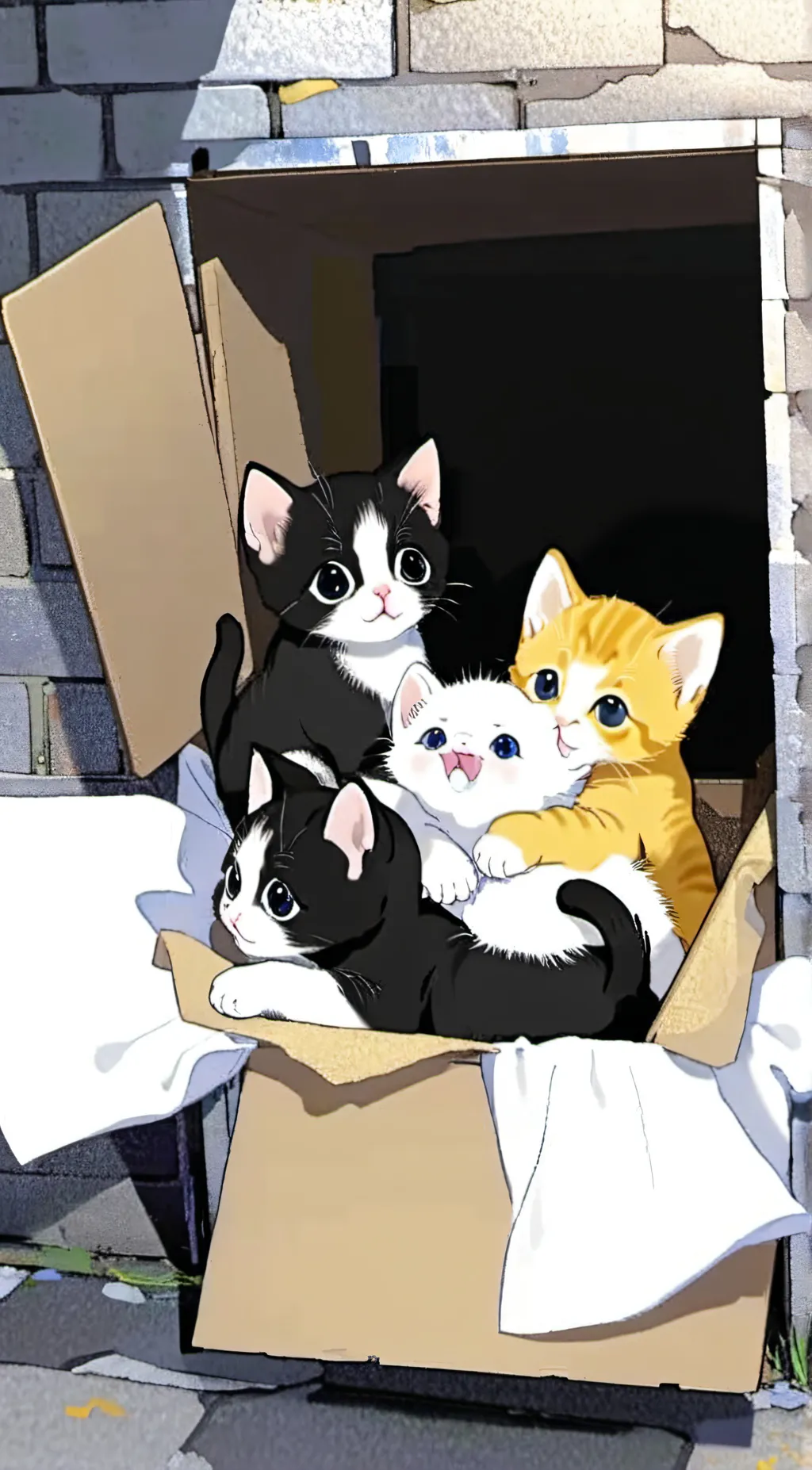 ai character: Newborn kittens background
