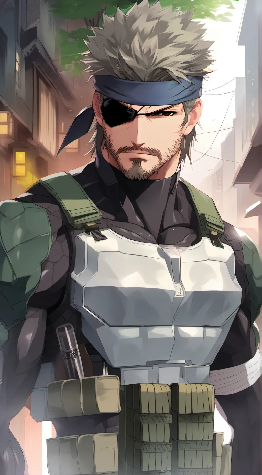 ai character: solid snake  background