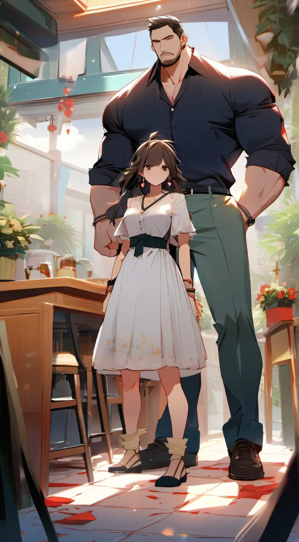 ai character: Father and son  background