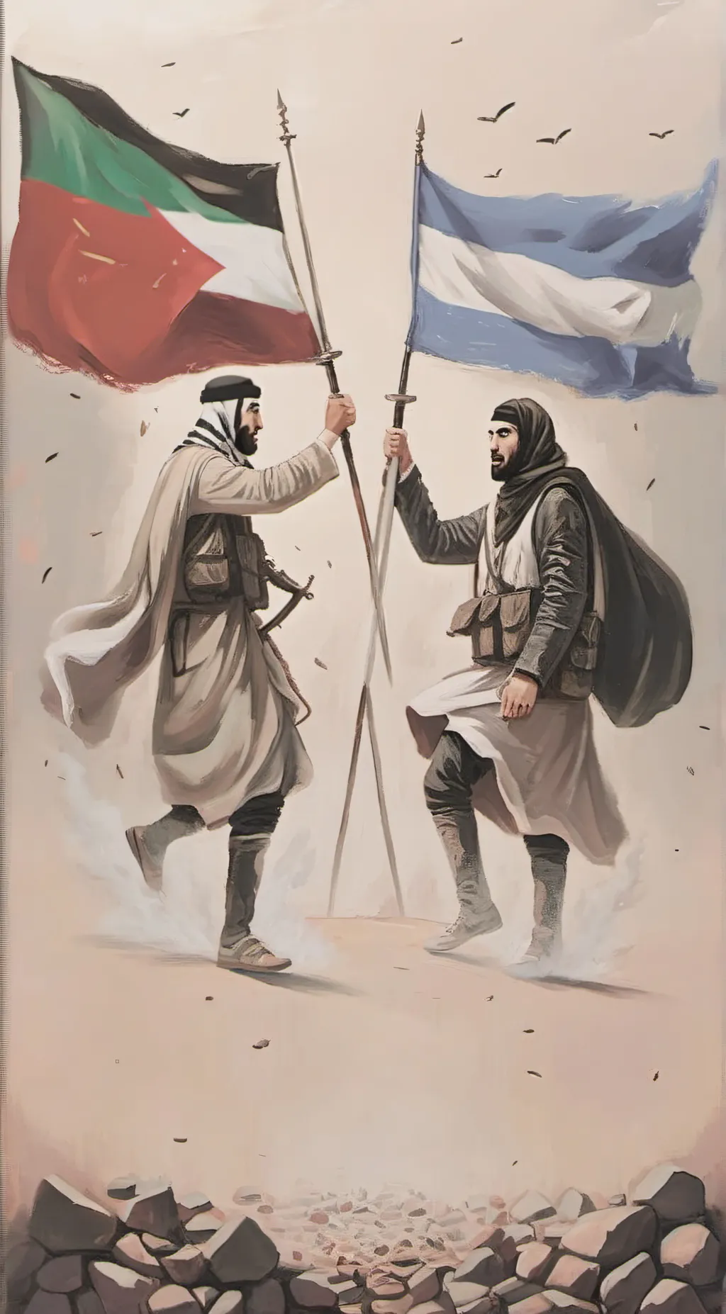 ai character: Israel 🇮🇱 vs Pales background