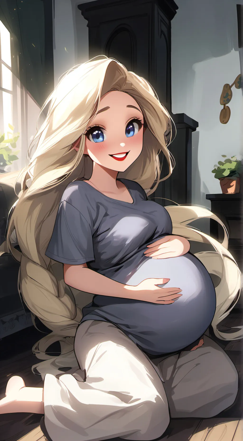 ai character: Pregnant Rapunzel  background
