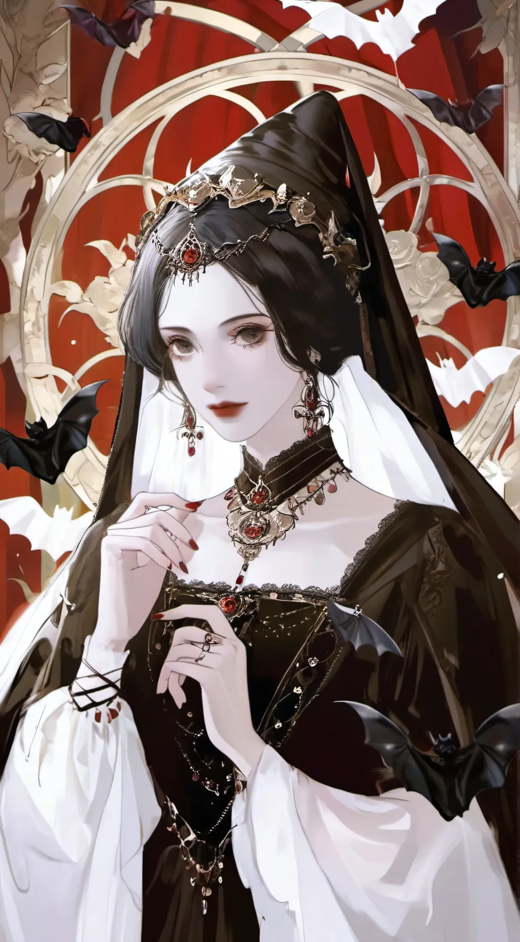 ai character: Dame of Shadows  background