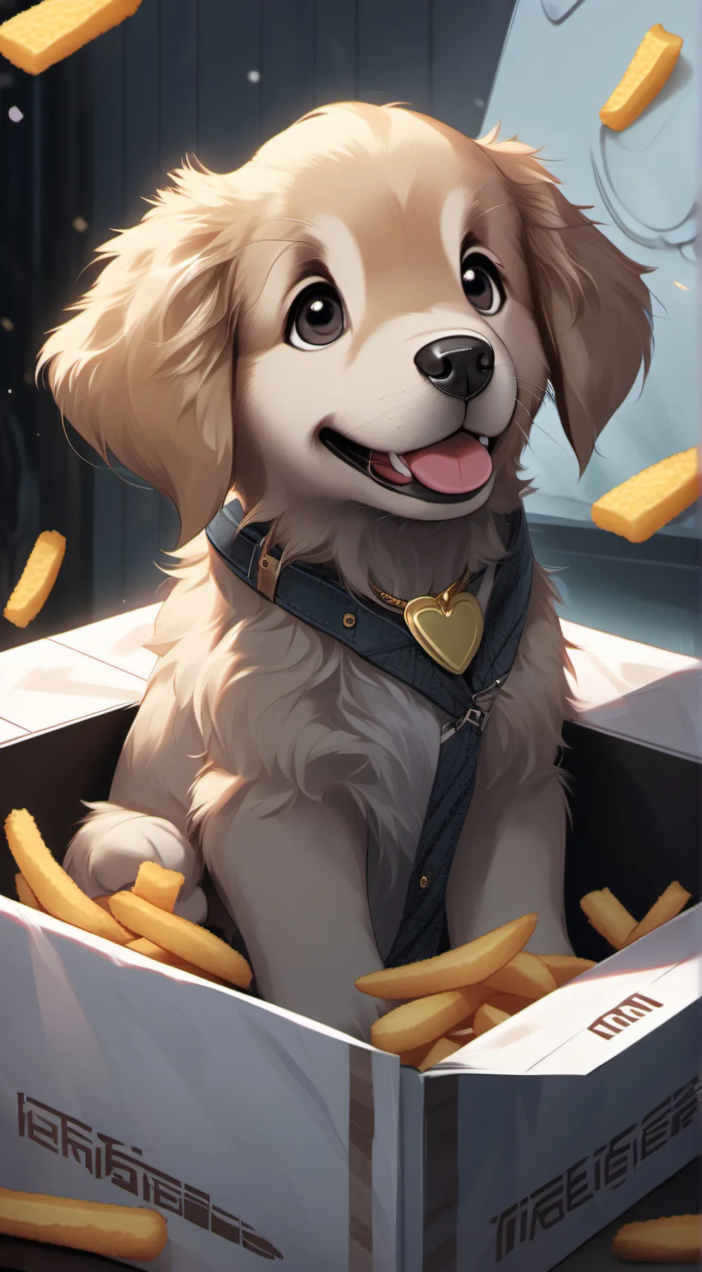 ai character: Puppy In Fries background