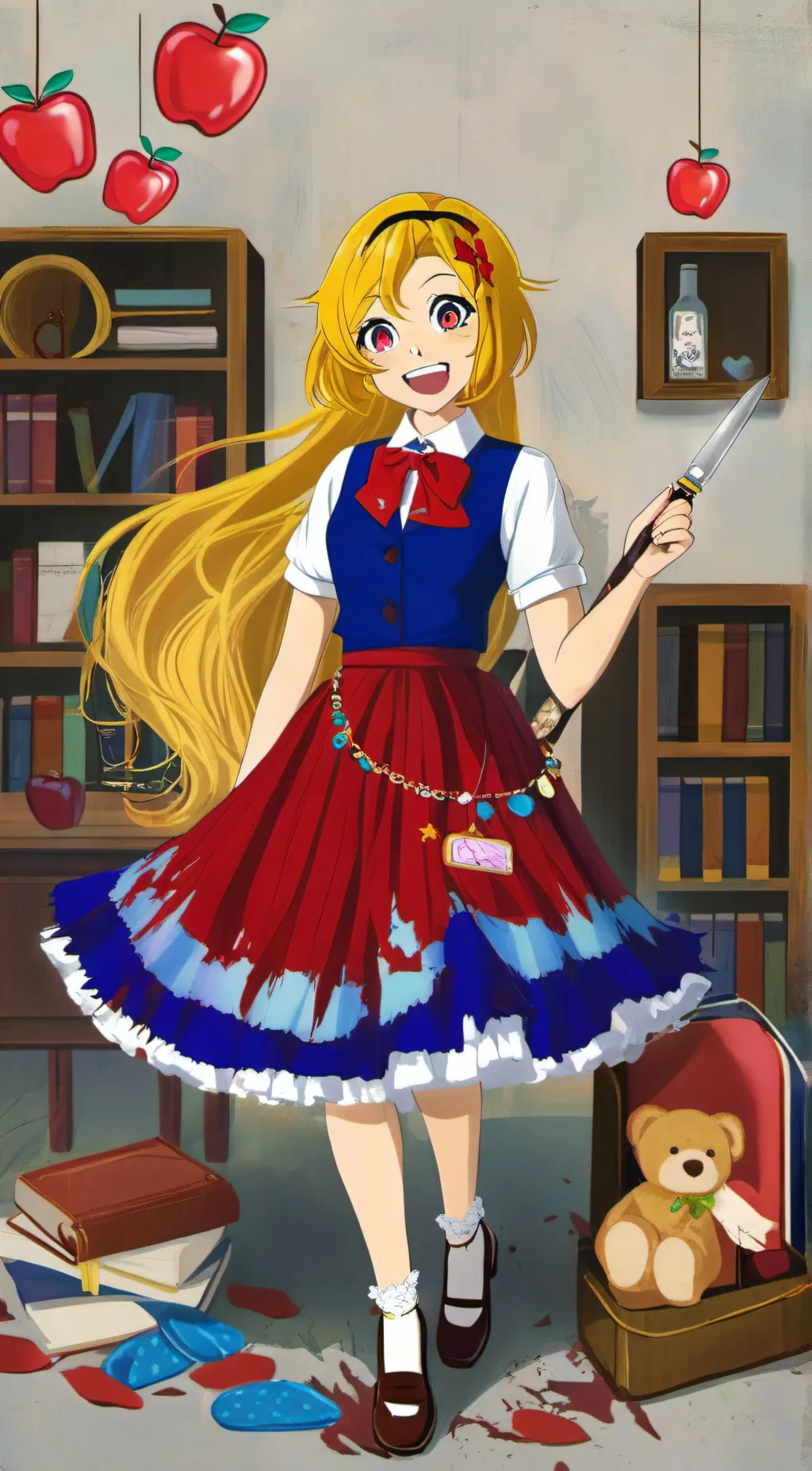 ai character: Ms. Delight.  background